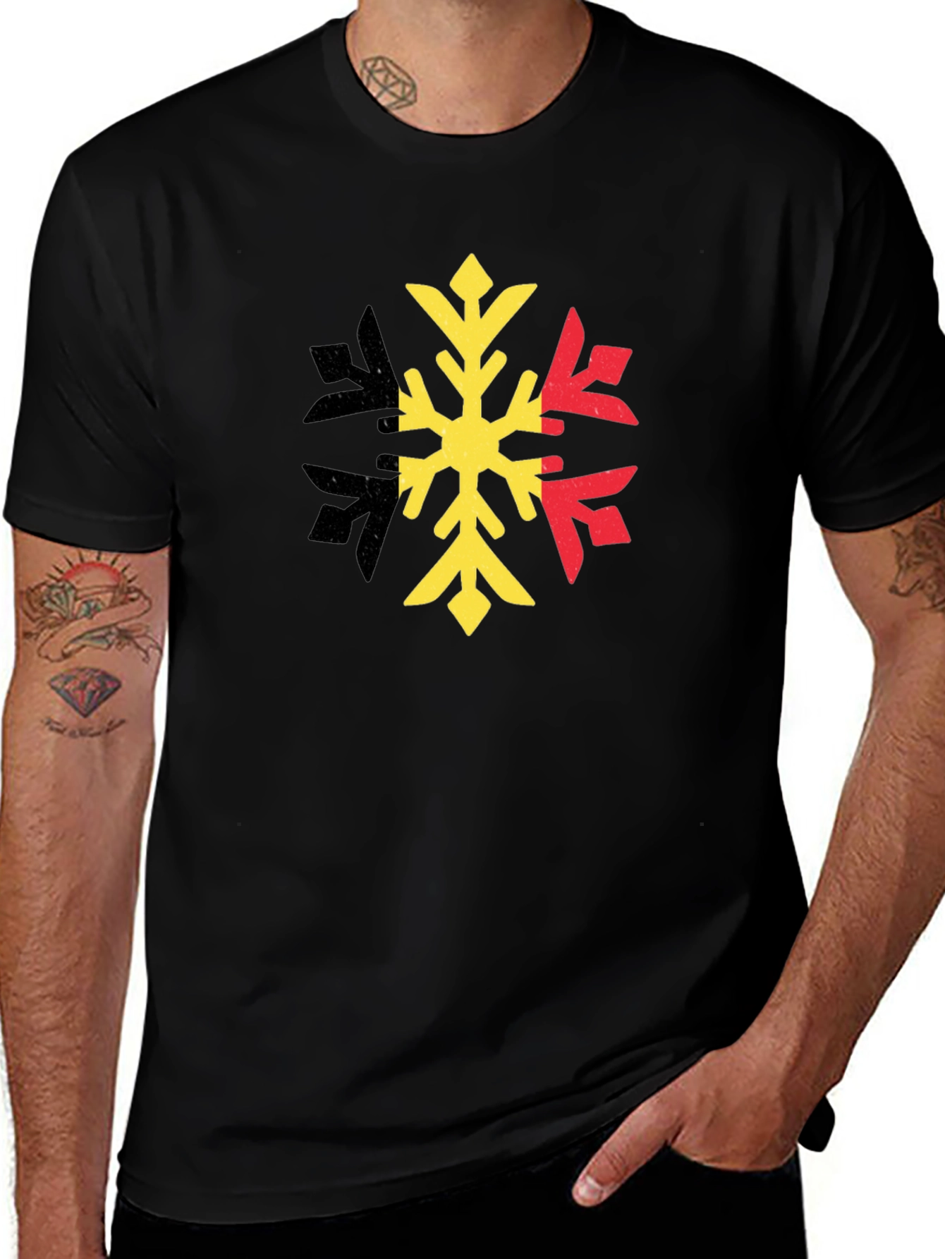 Belgium Flag Snowflake Graphic T-Shirt