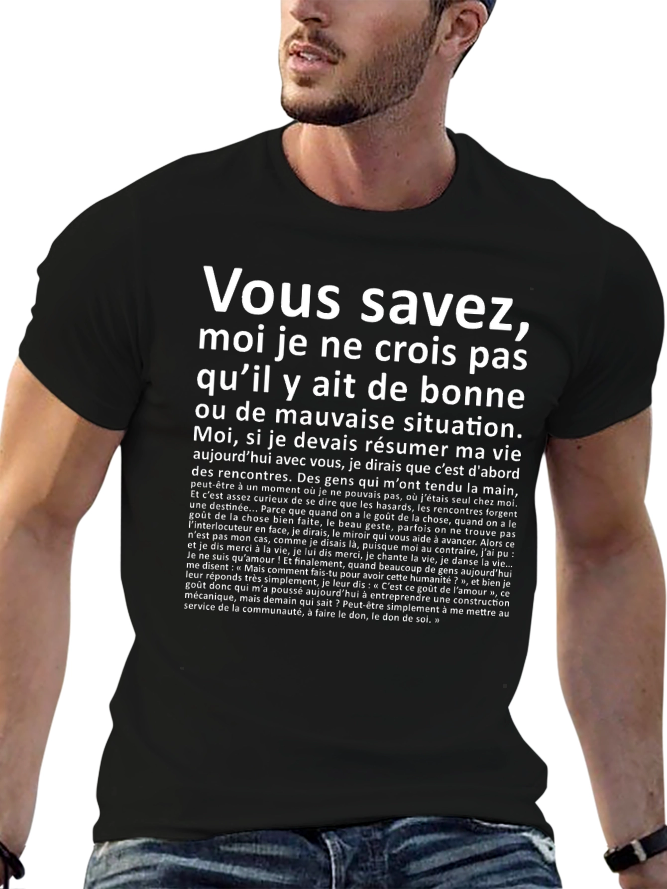 French Quote T-Shirt - Black Cotton Tee