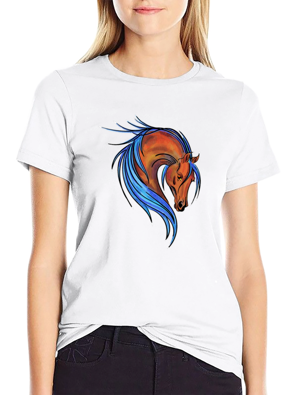 Horse Graphic Tee - Stylish Mens Black T-Shirt