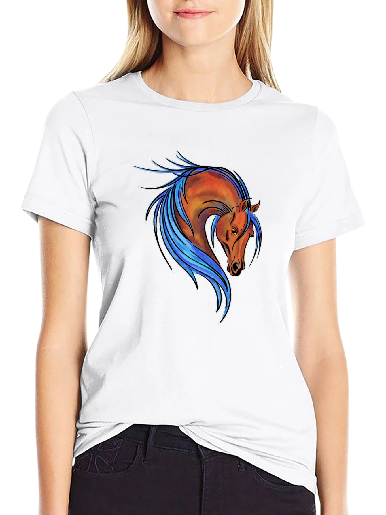 Horse Graphic Tee - Stylish Mens Black T-Shirt