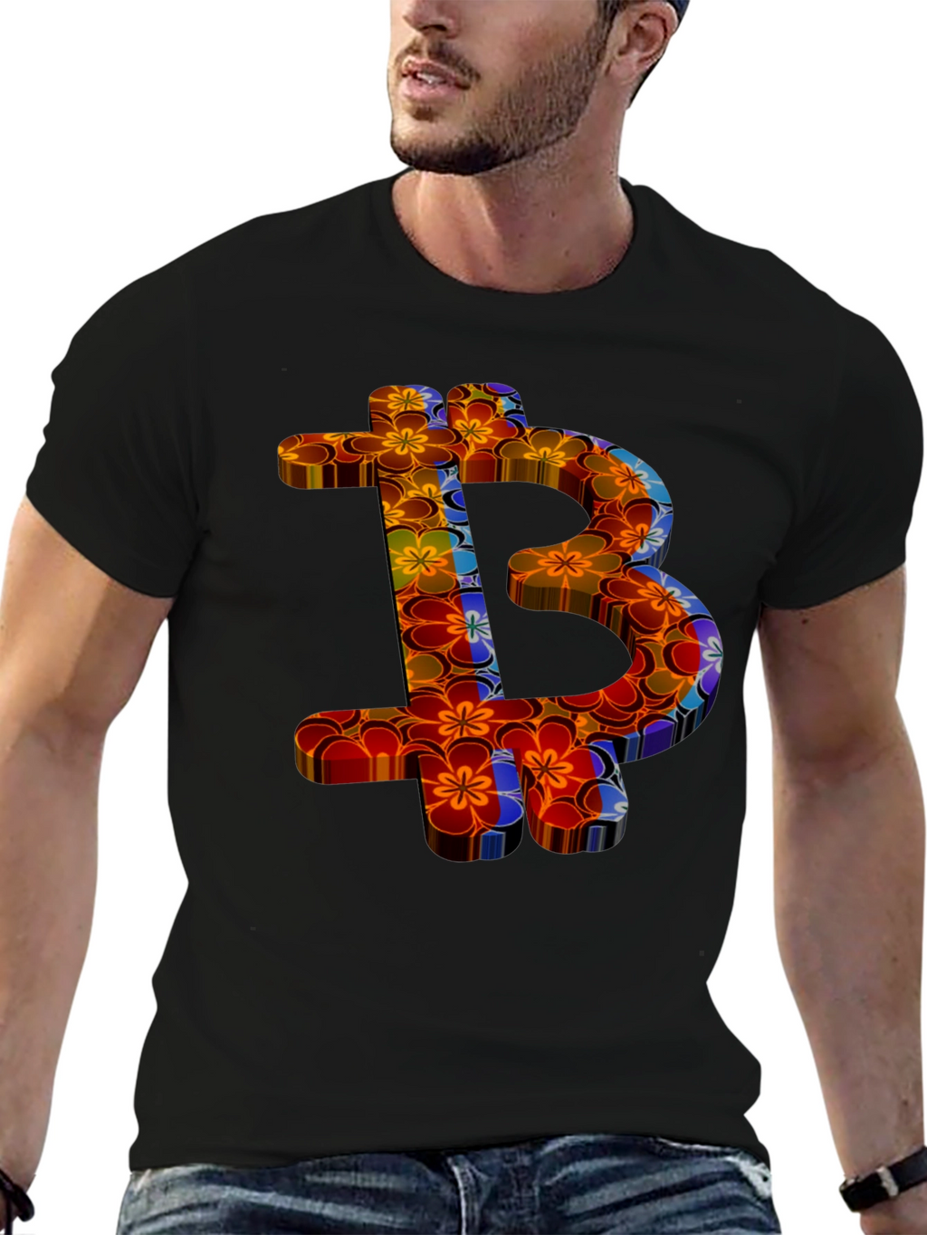 Floral Bitcoin Graphic Tee - Crypto Fashion
