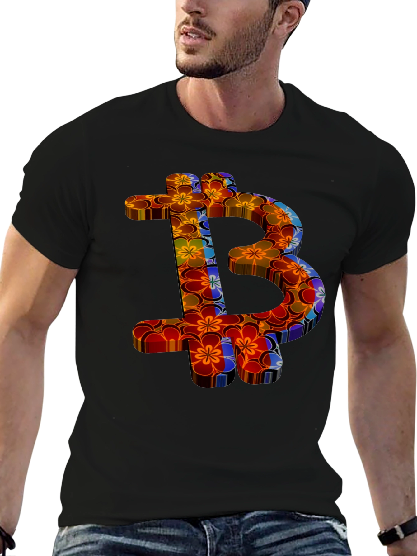 Floral Bitcoin Graphic Tee - Crypto Fashion