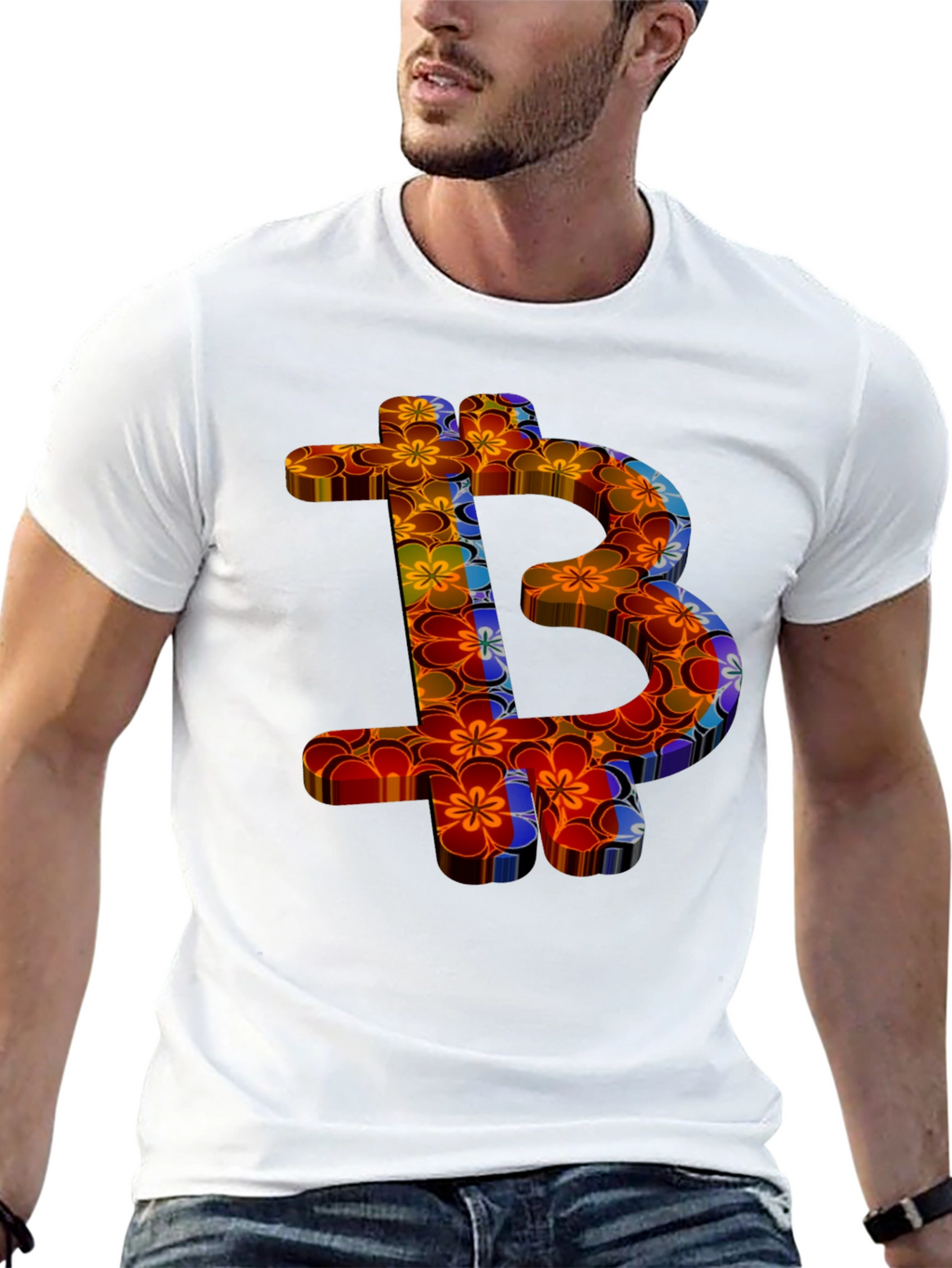 Floral Bitcoin Graphic Tee - Crypto Fashion