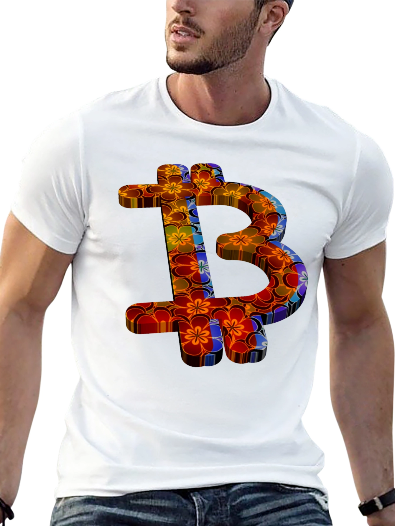 Floral Bitcoin Graphic Tee - Crypto Fashion