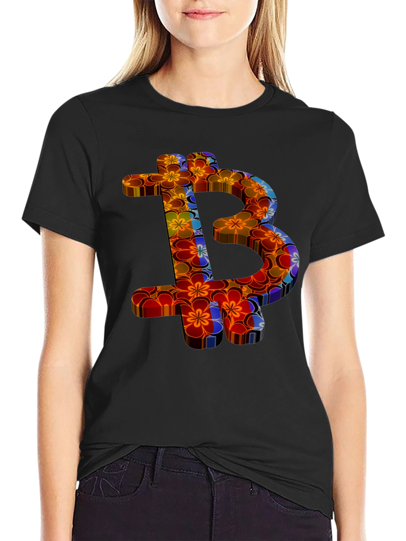Floral Bitcoin Graphic Tee - Crypto Fashion