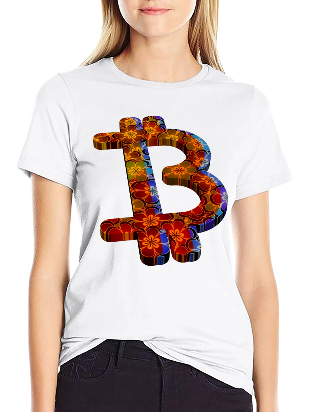 Floral Bitcoin Graphic Tee - Crypto Fashion