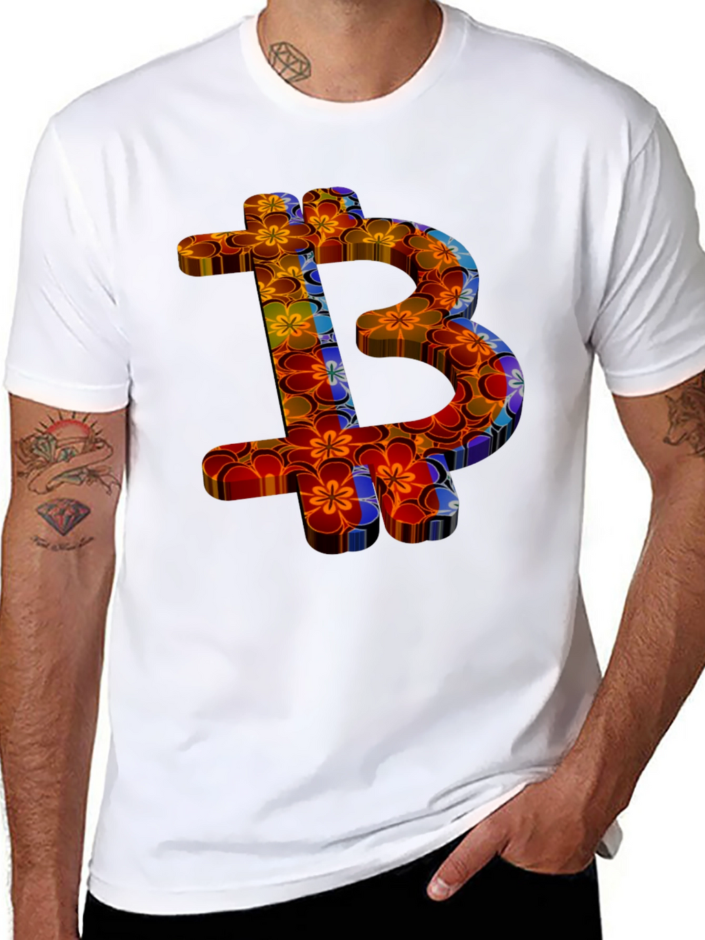 Floral Bitcoin Graphic Tee - Crypto Fashion