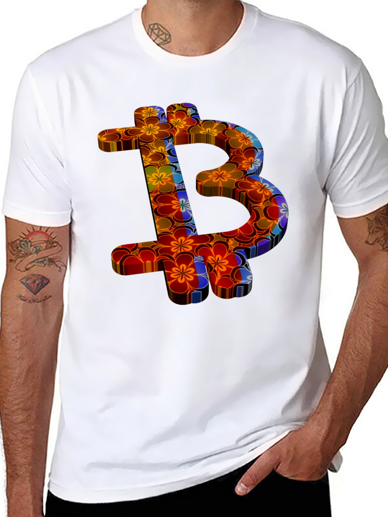 Floral Bitcoin Graphic Tee - Crypto Fashion