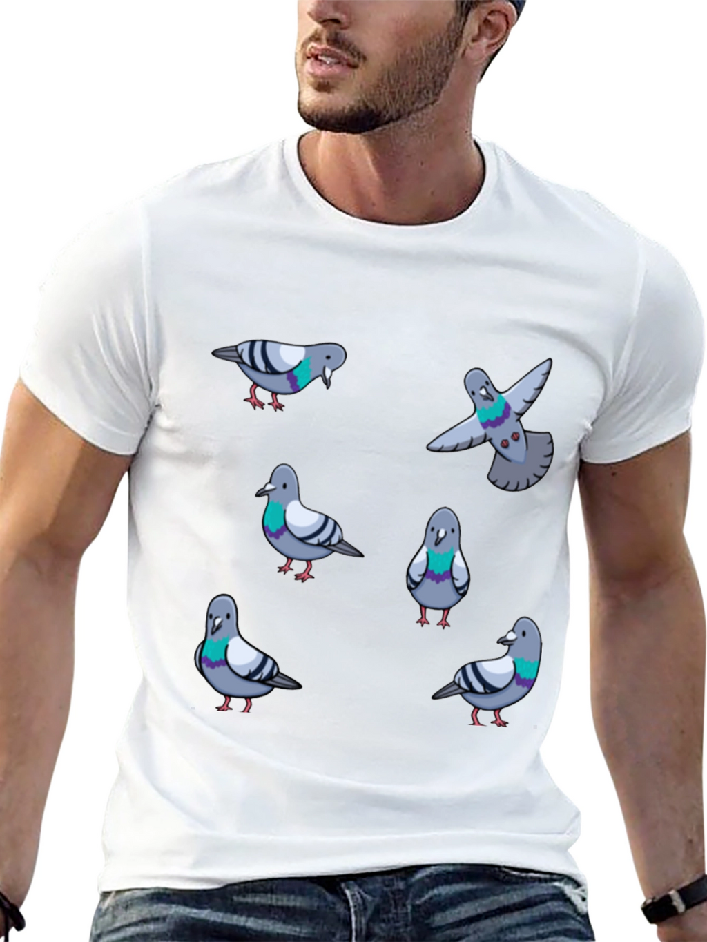 Pigeon Pattern T-Shirt - Urban Bird Lovers Tee