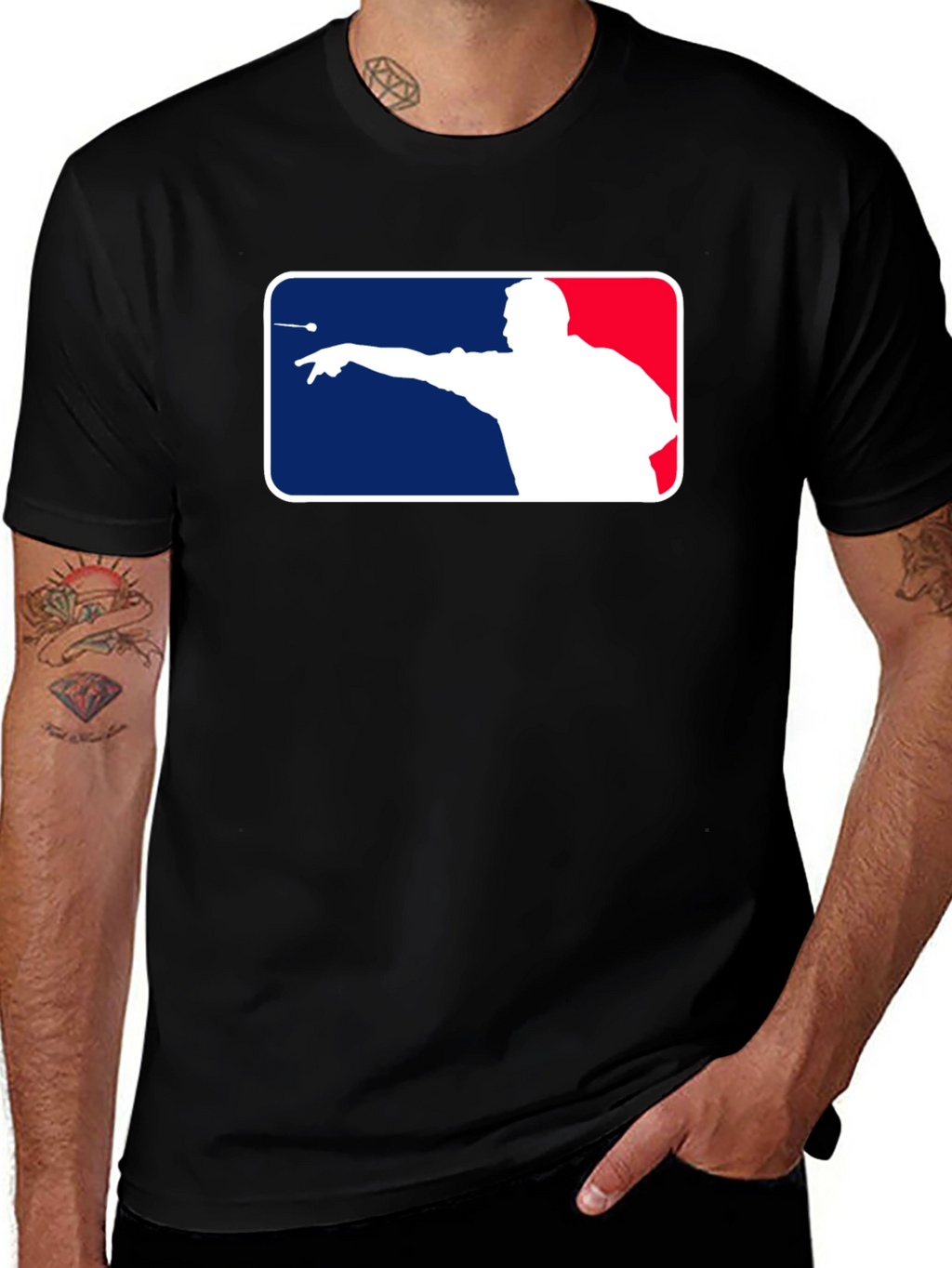 Dart Thrower Silhouette T-Shirt - Black