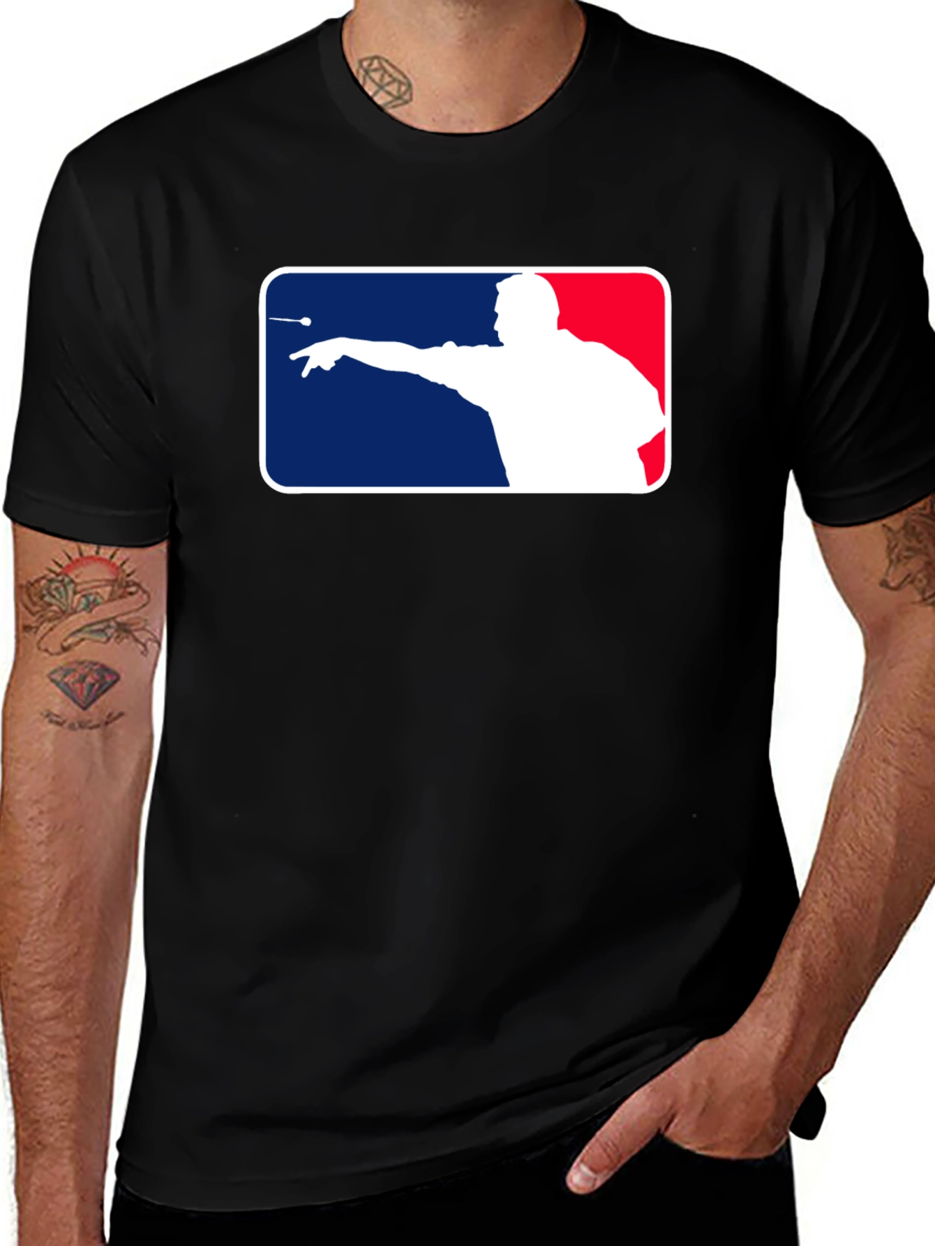 Dart Thrower Silhouette T-Shirt - Black