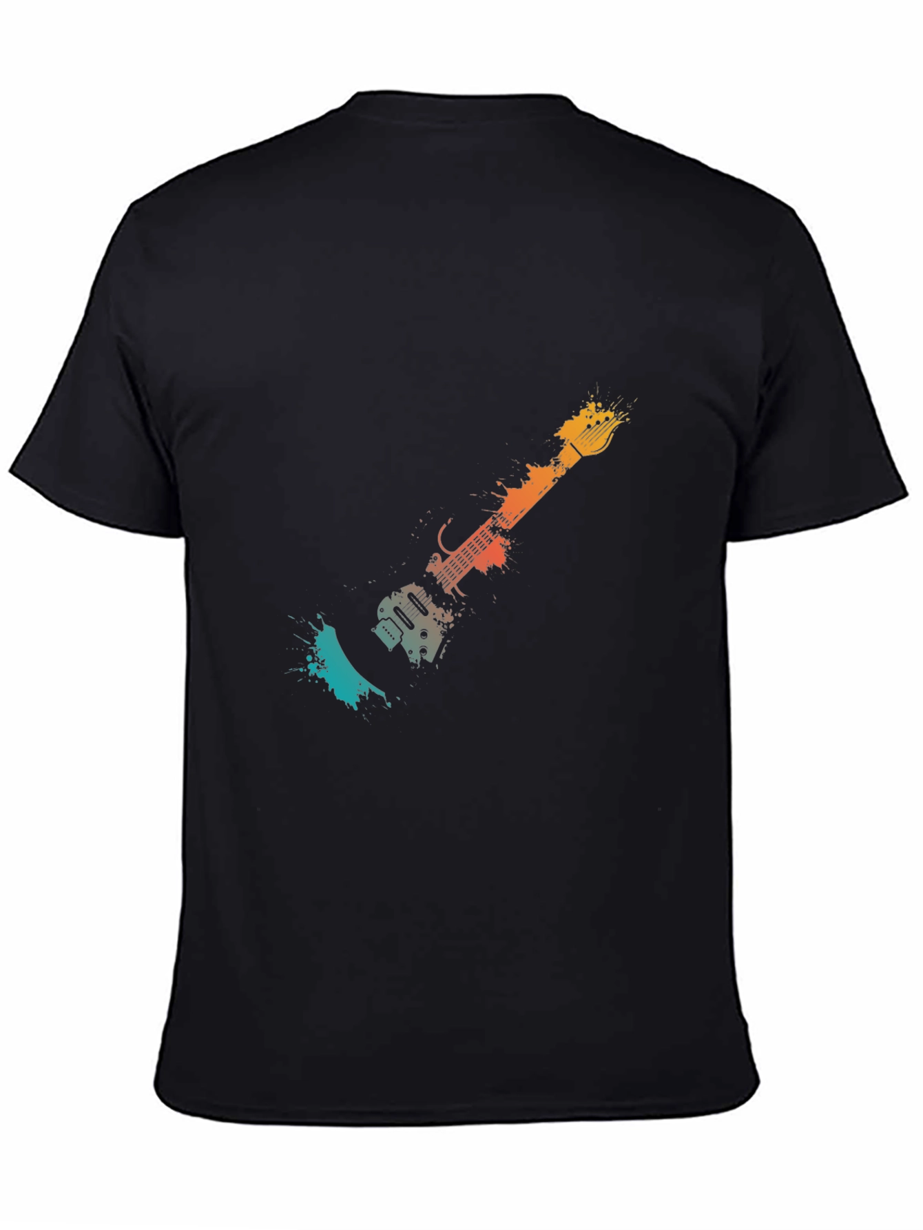 Abstract Guitar Graphic Tee - Stylish Black T-Shirt