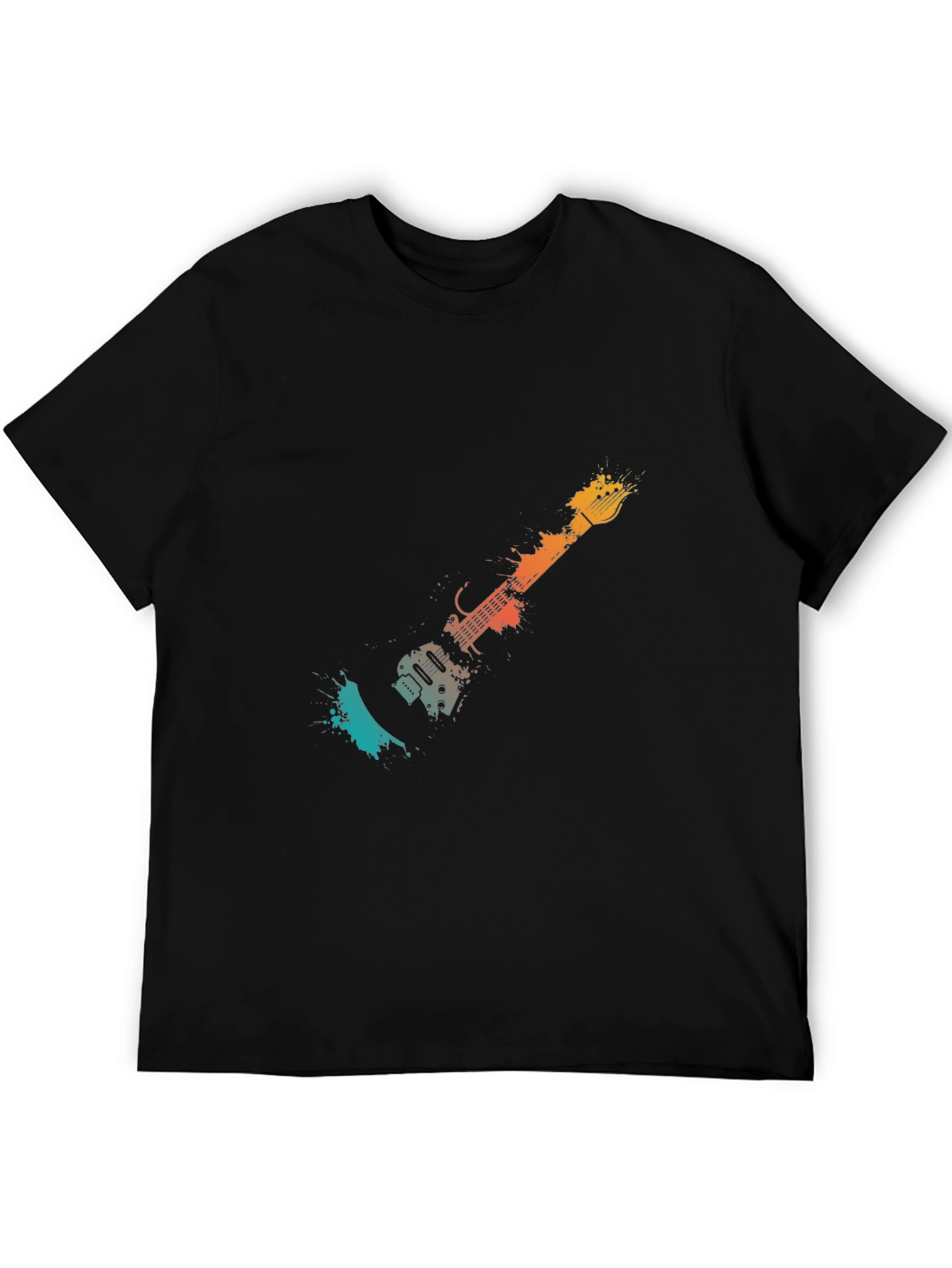 Abstract Guitar Graphic Tee - Stylish Black T-Shirt