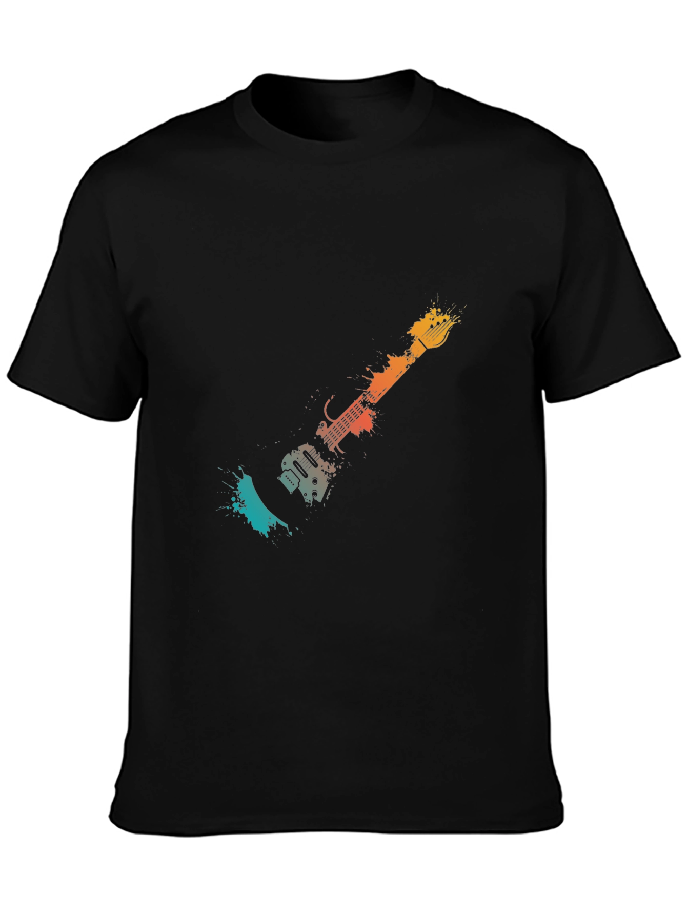 Abstract Guitar Graphic Tee - Stylish Black T-Shirt