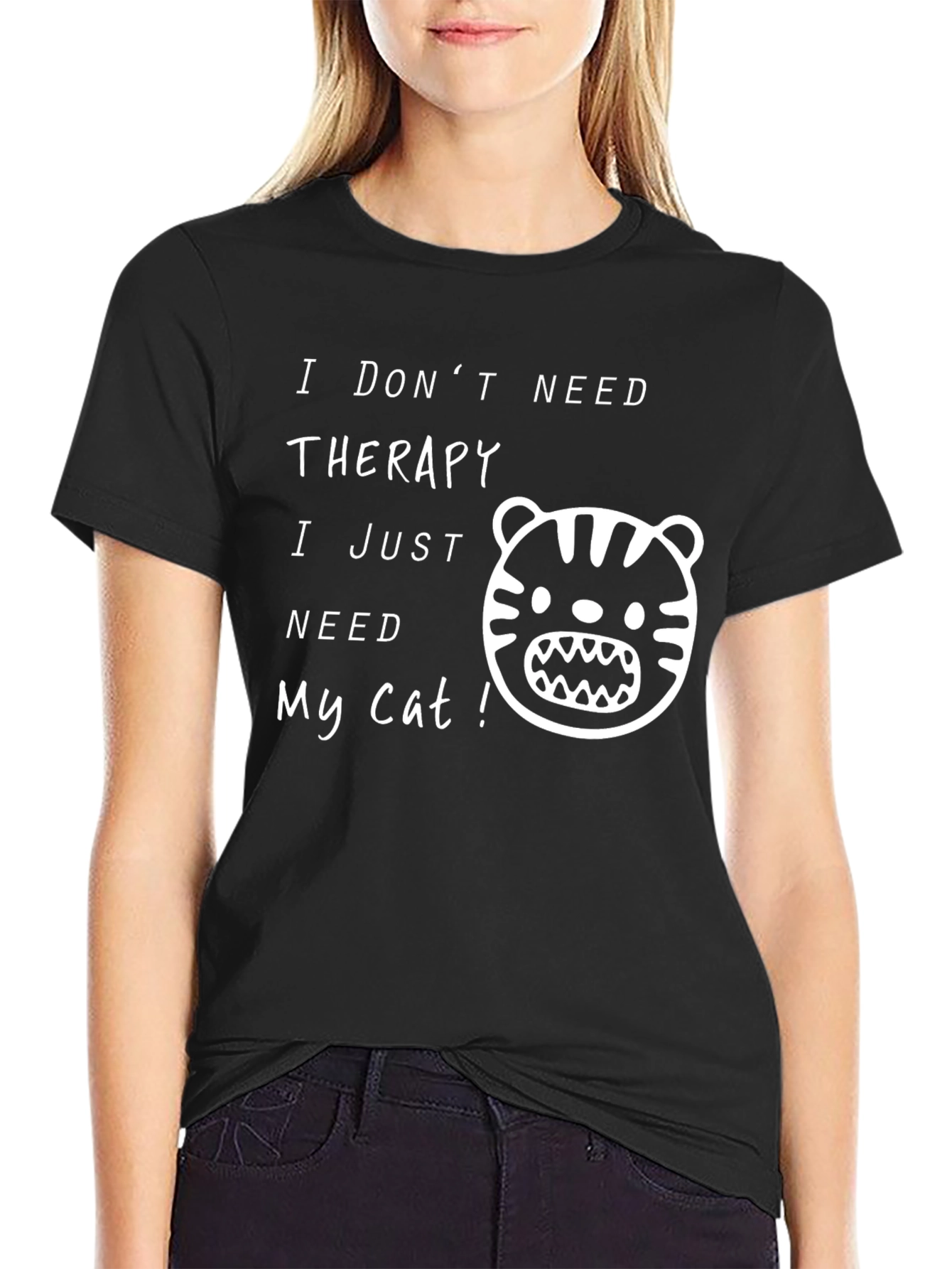 Funny Cat Therapy T-Shirt - I Just Need My Cat!