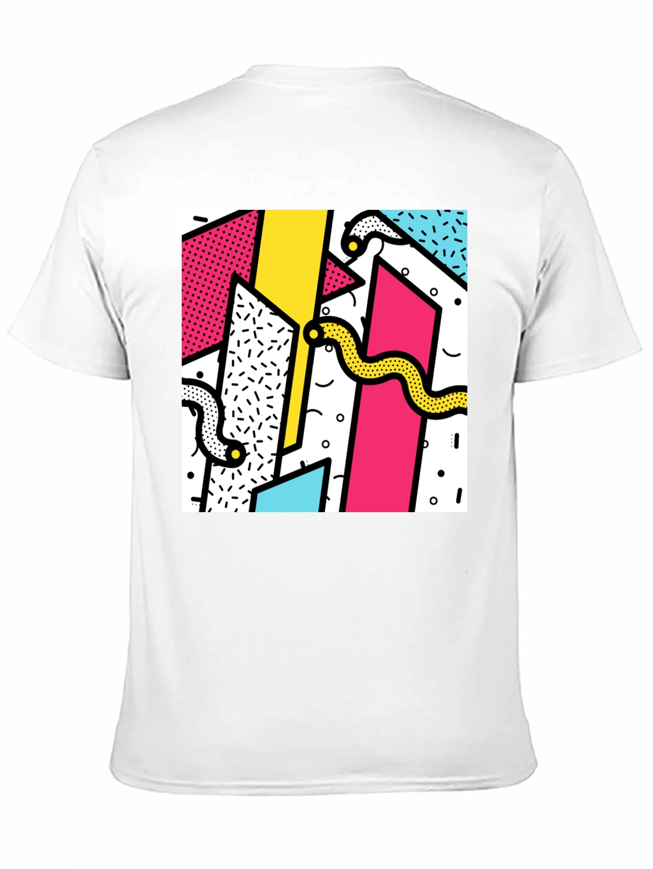 Geometric Snake Print Tee - Retro 80s Style Shirt