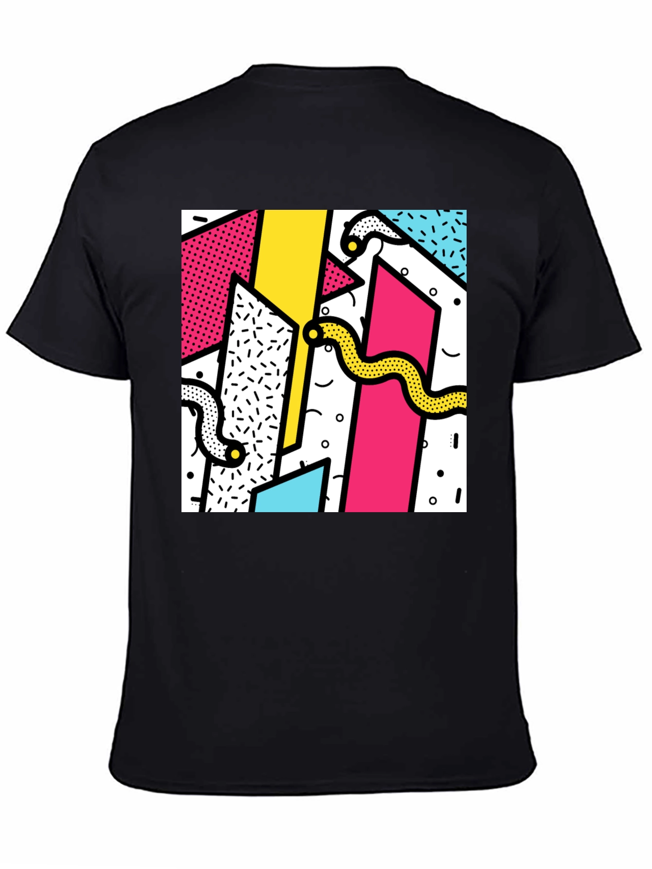 Geometric Snake Print Tee - Retro 80s Style Shirt