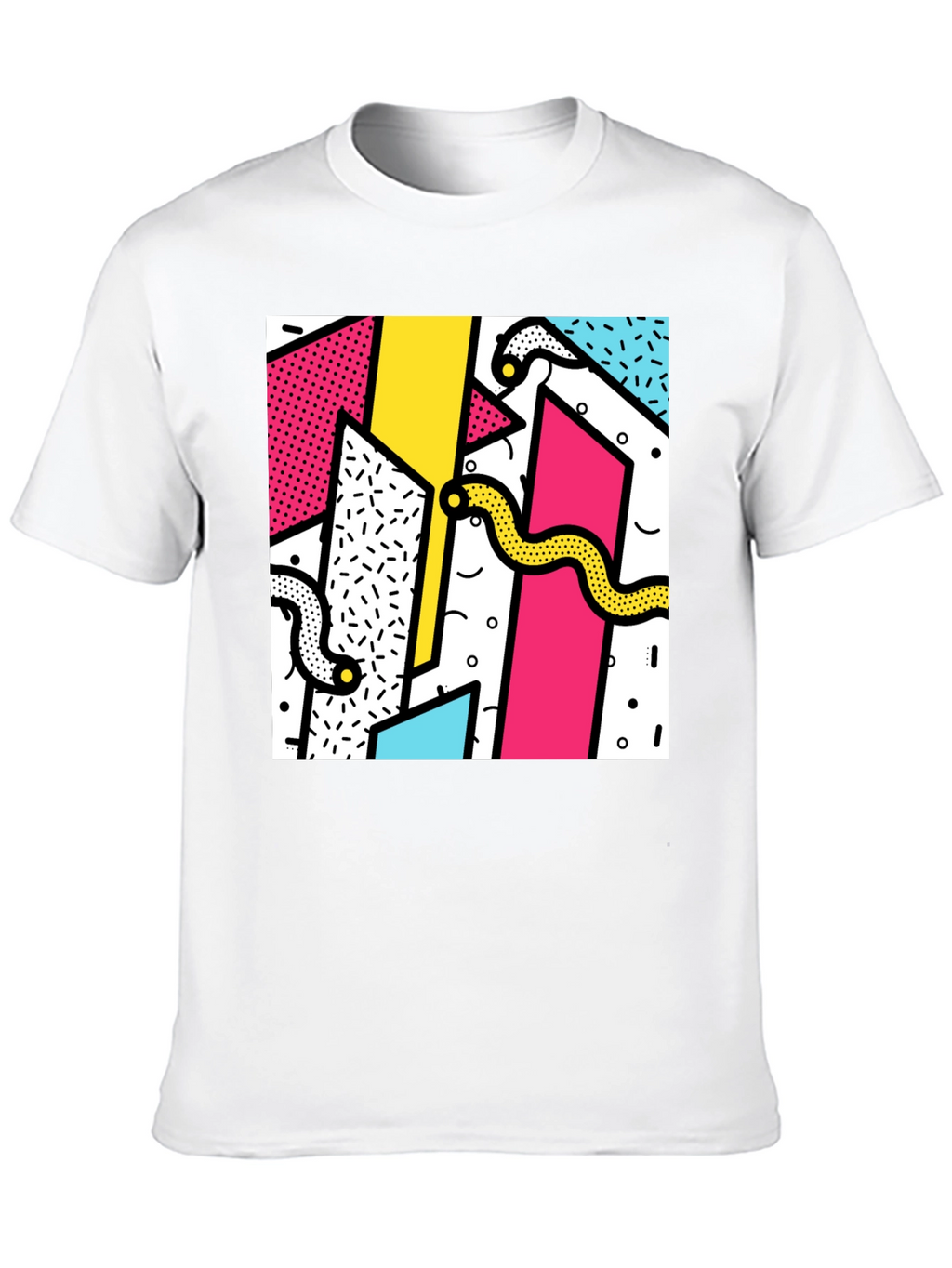 Geometric Snake Print Tee - Retro 80s Style Shirt