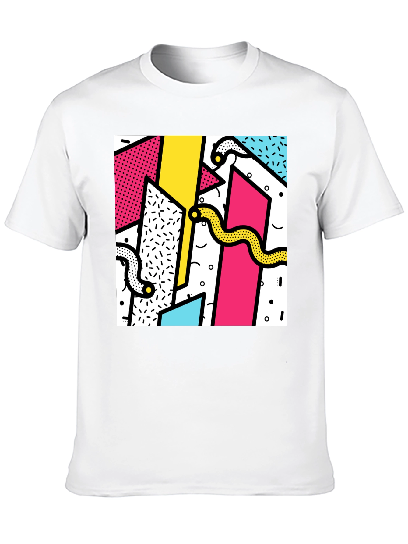 Geometric Snake Print Tee - Retro 80s Style Shirt
