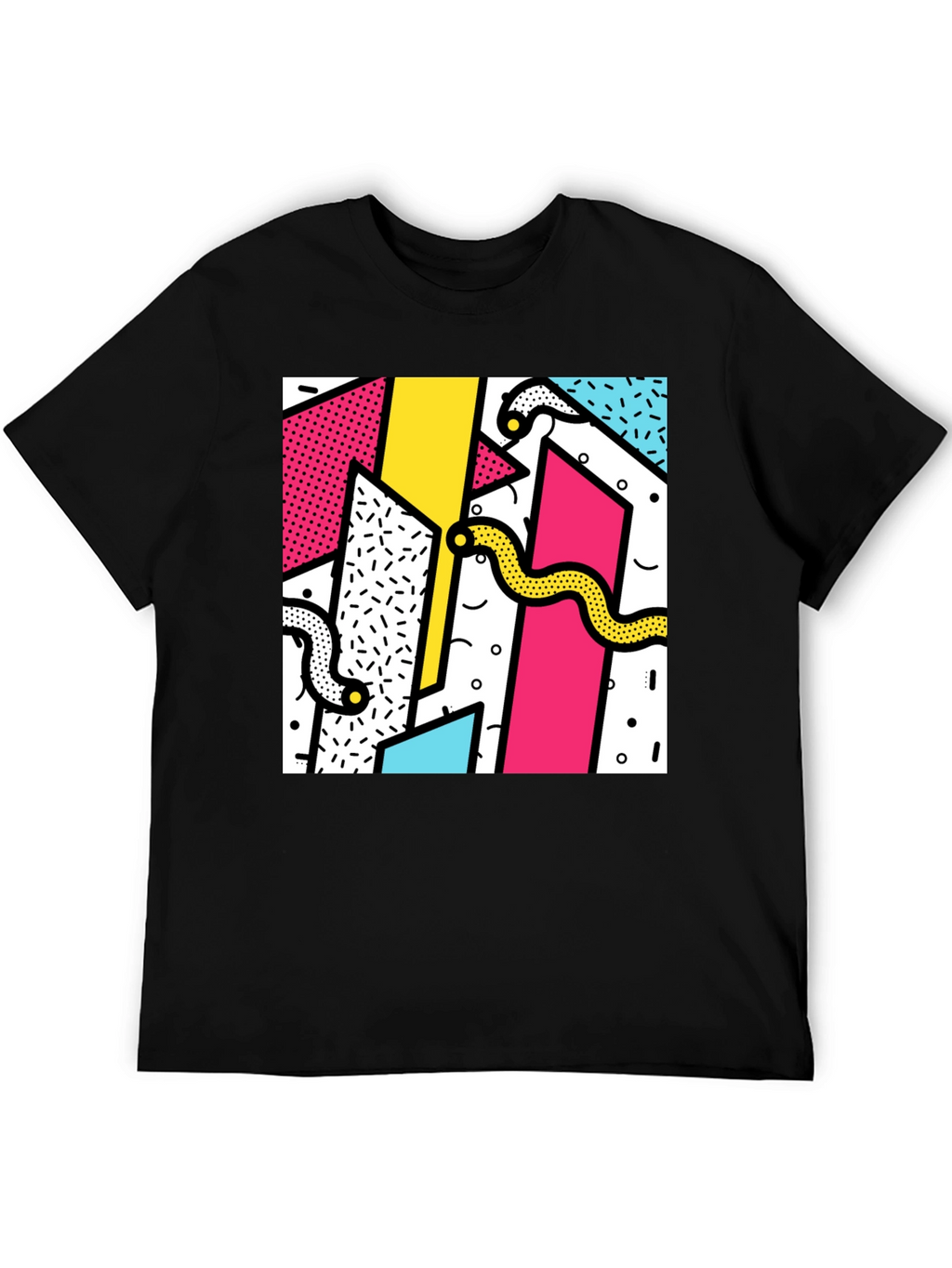 Geometric Snake Print Tee - Retro 80s Style Shirt