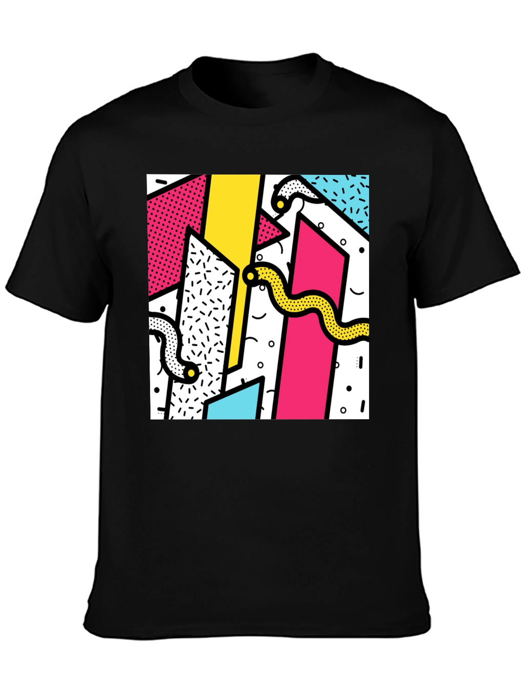 Geometric Snake Print Tee - Retro 80s Style Shirt