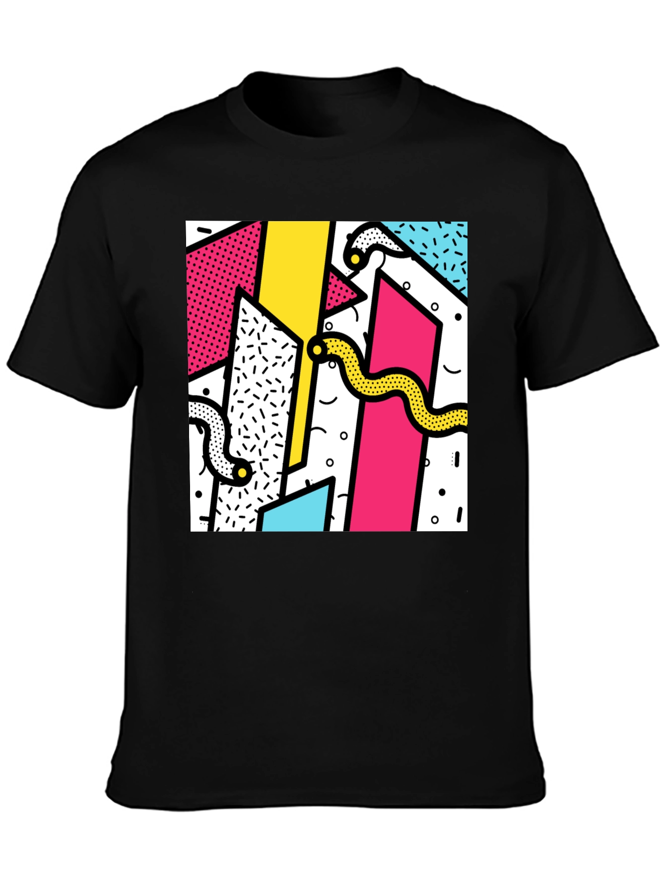 Geometric Snake Print Tee - Retro 80s Style Shirt