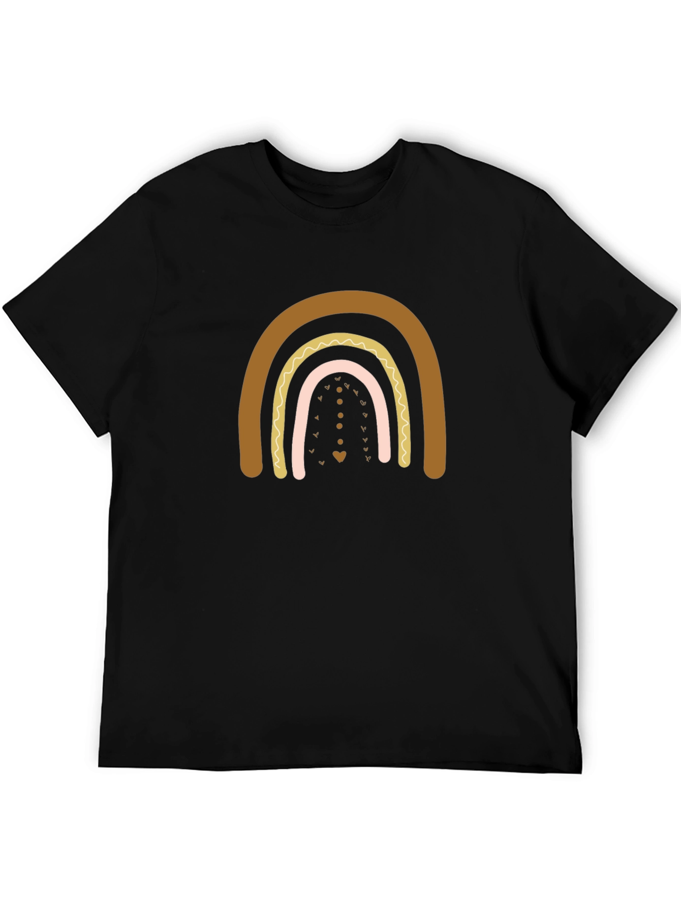 Boho Rainbow Graphic Print Black T-Shirt