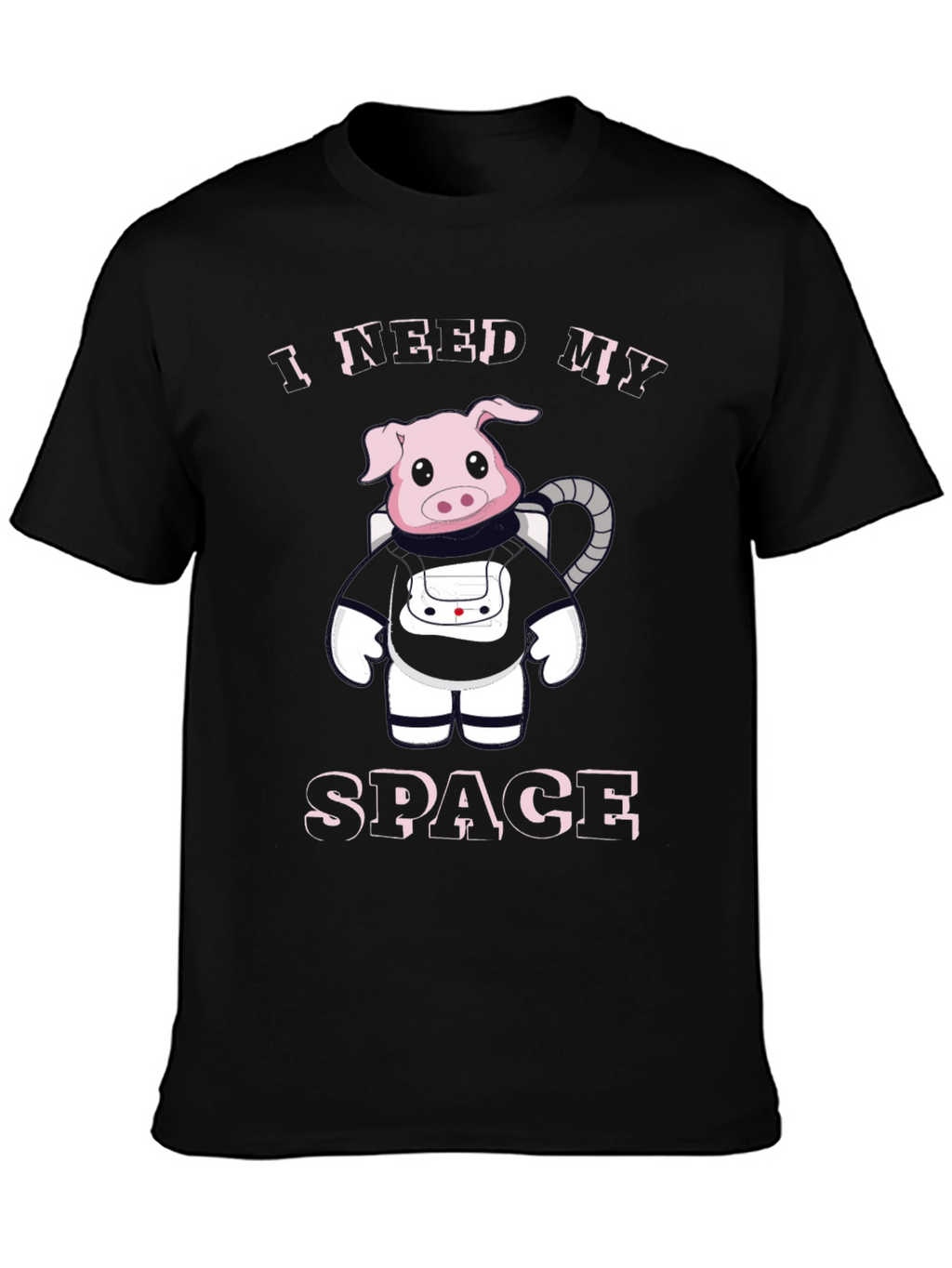 I Need My Space Pig Astronaut Black T-Shirt