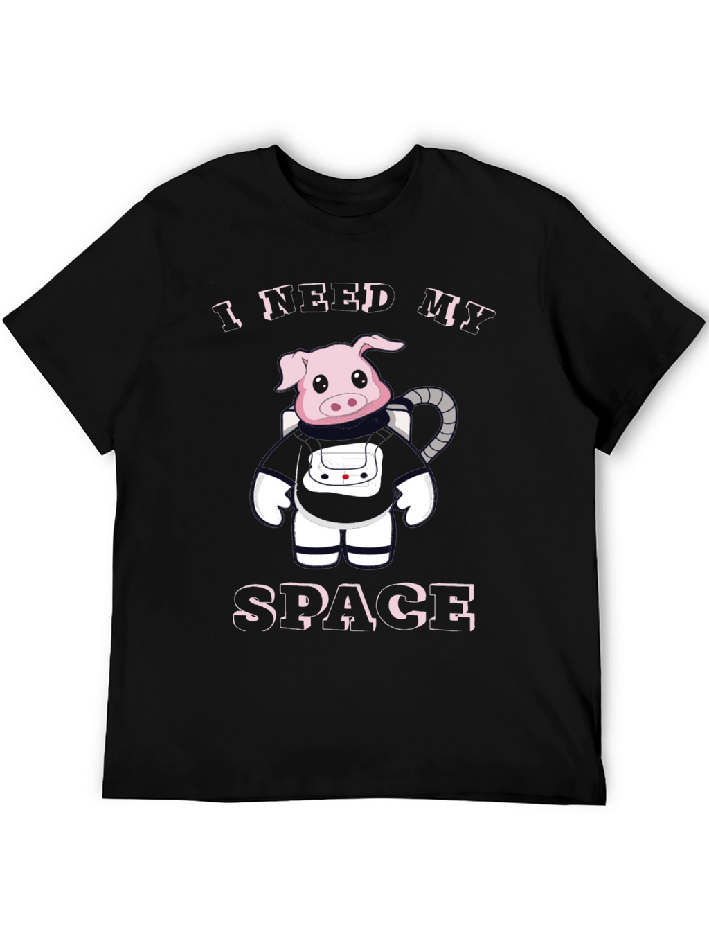 I Need My Space Pig Astronaut Black T-Shirt