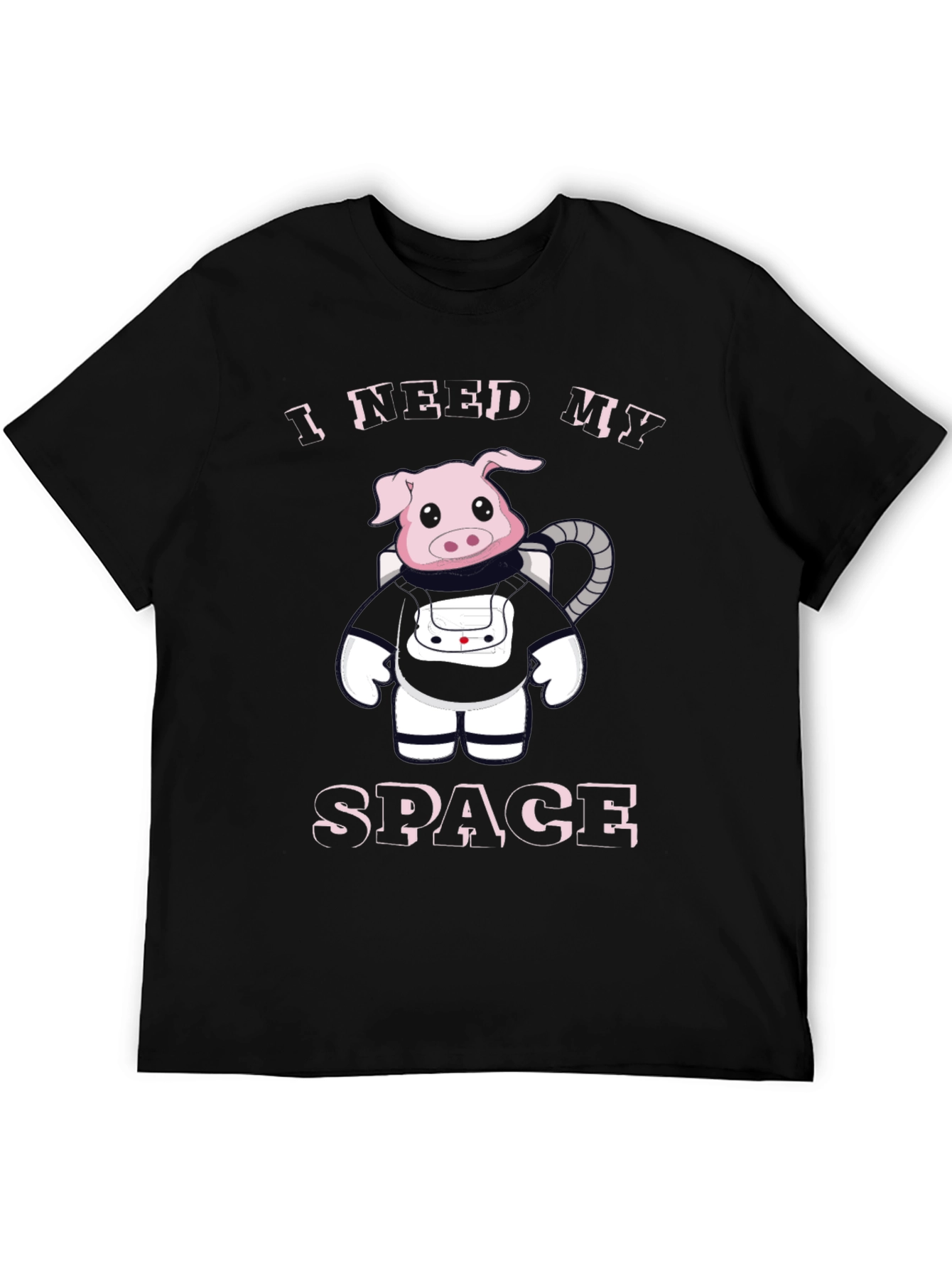 I Need My Space Pig Astronaut Black T-Shirt