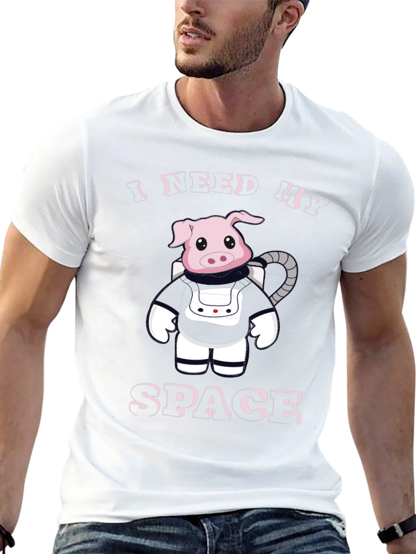 I Need My Space Pig Astronaut Black T-Shirt