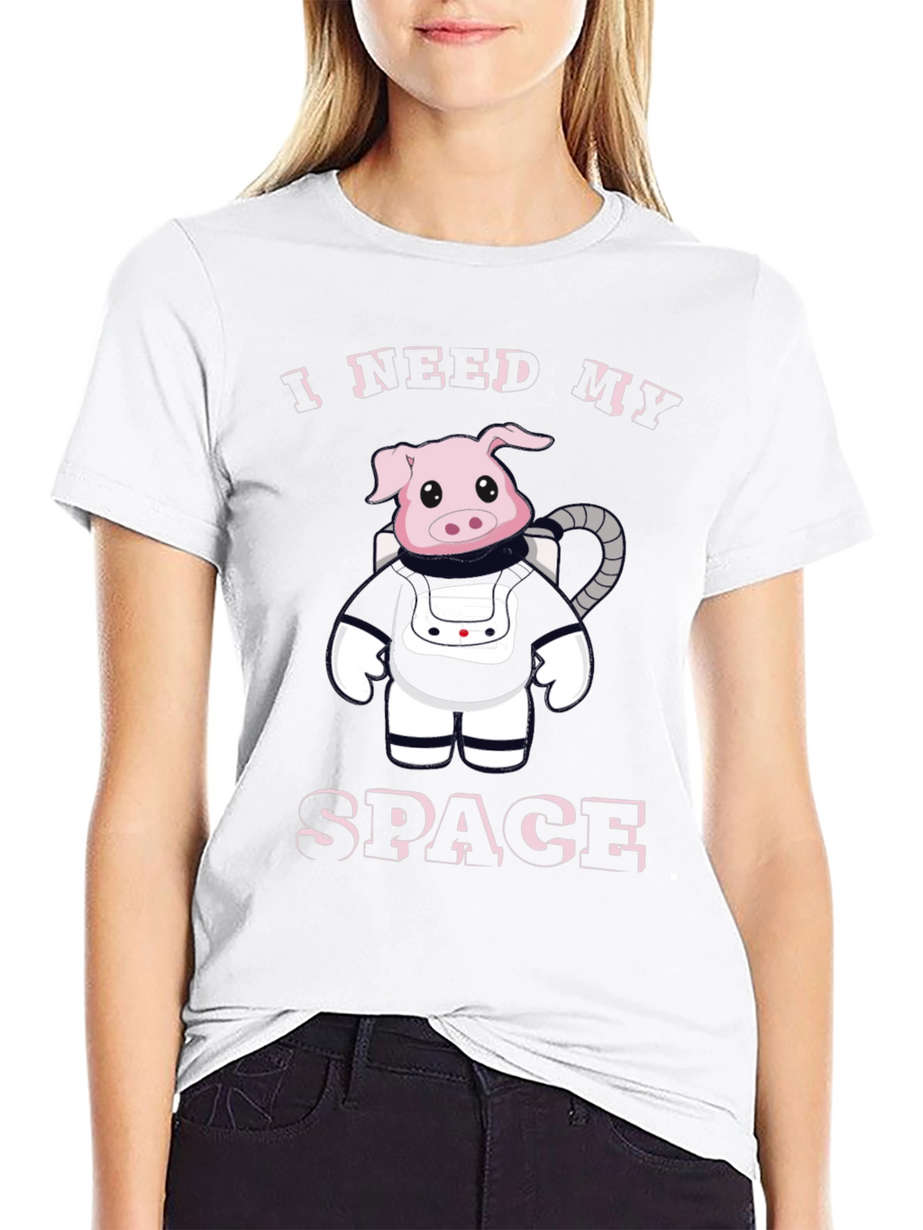 I Need My Space Pig Astronaut Black T-Shirt