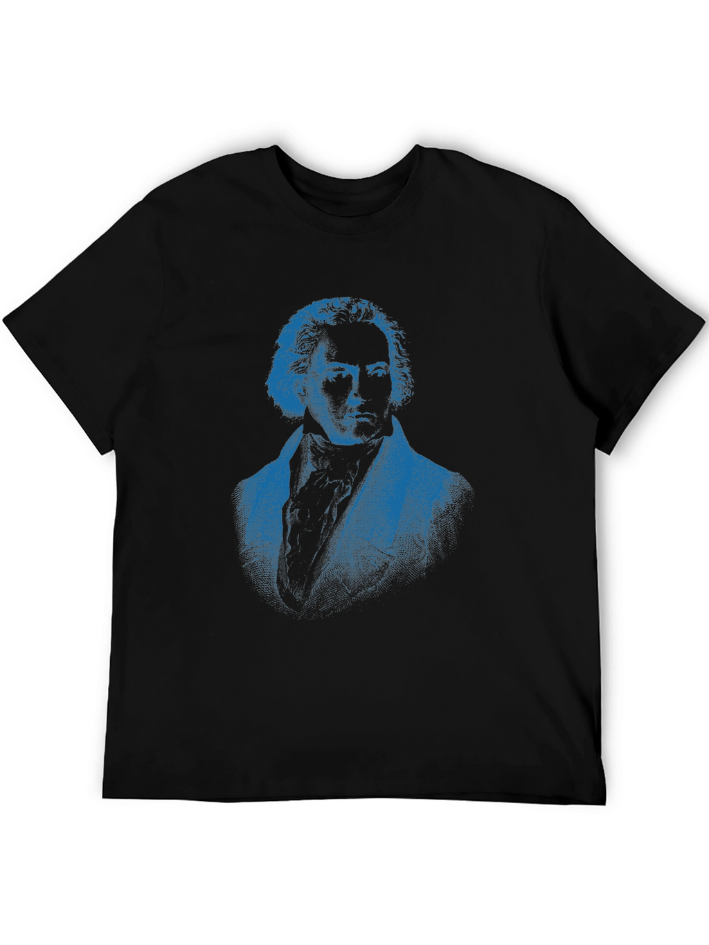 Blue Beethoven Portrait Black T-Shirt