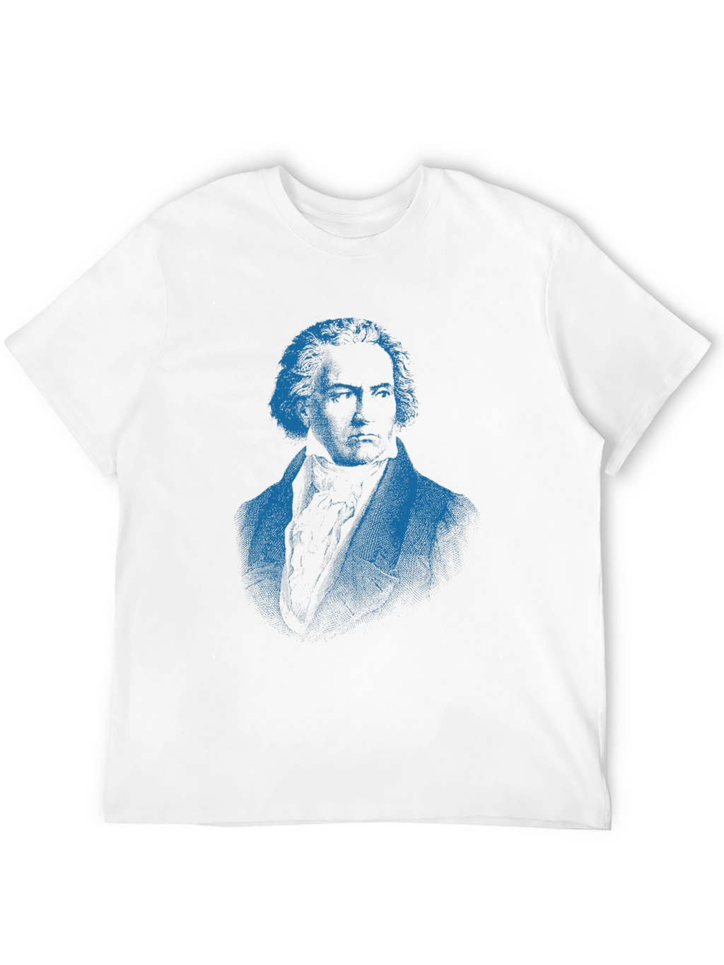 Blue Beethoven Portrait Black T-Shirt