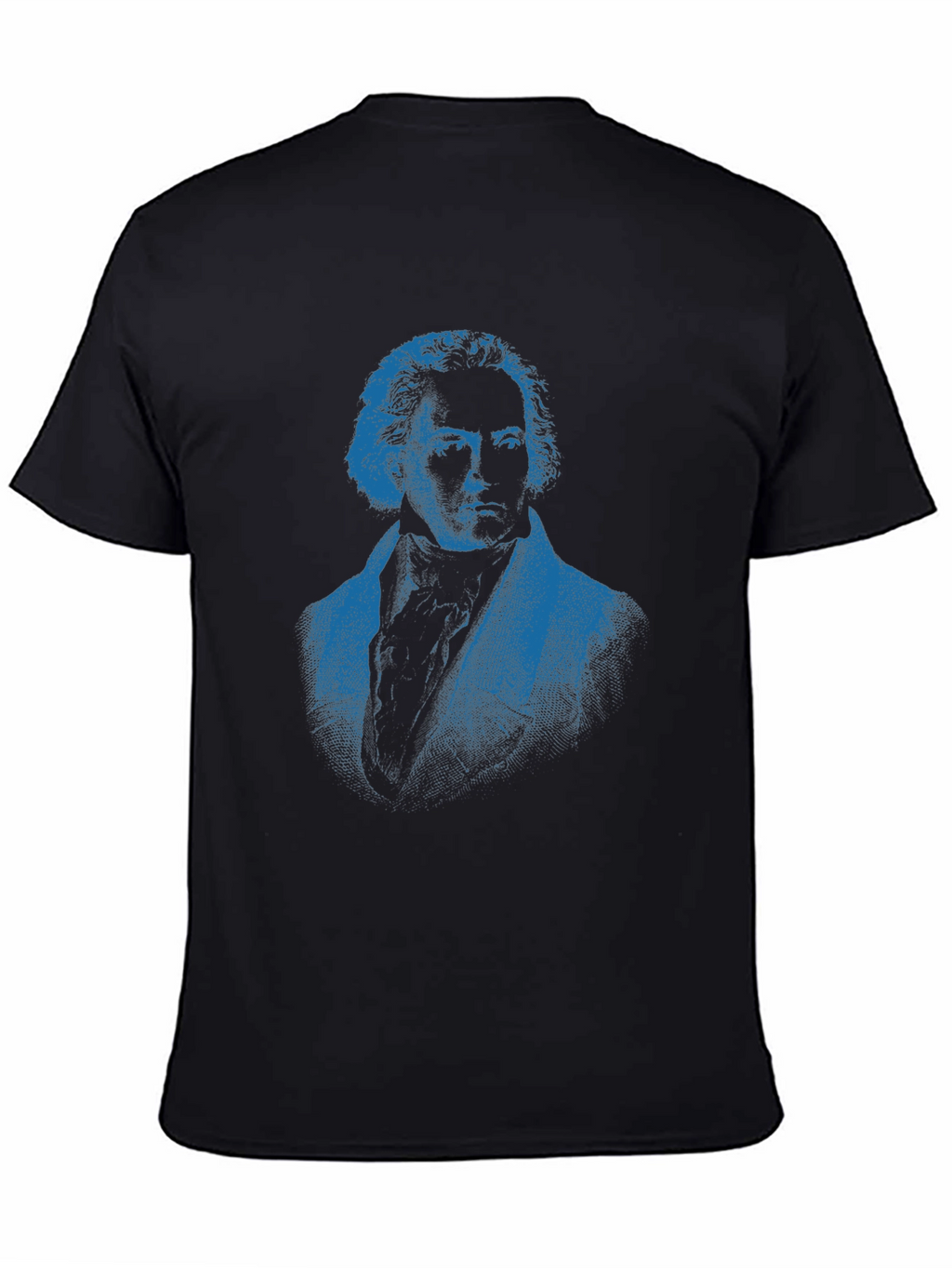 Blue Beethoven Portrait Black T-Shirt
