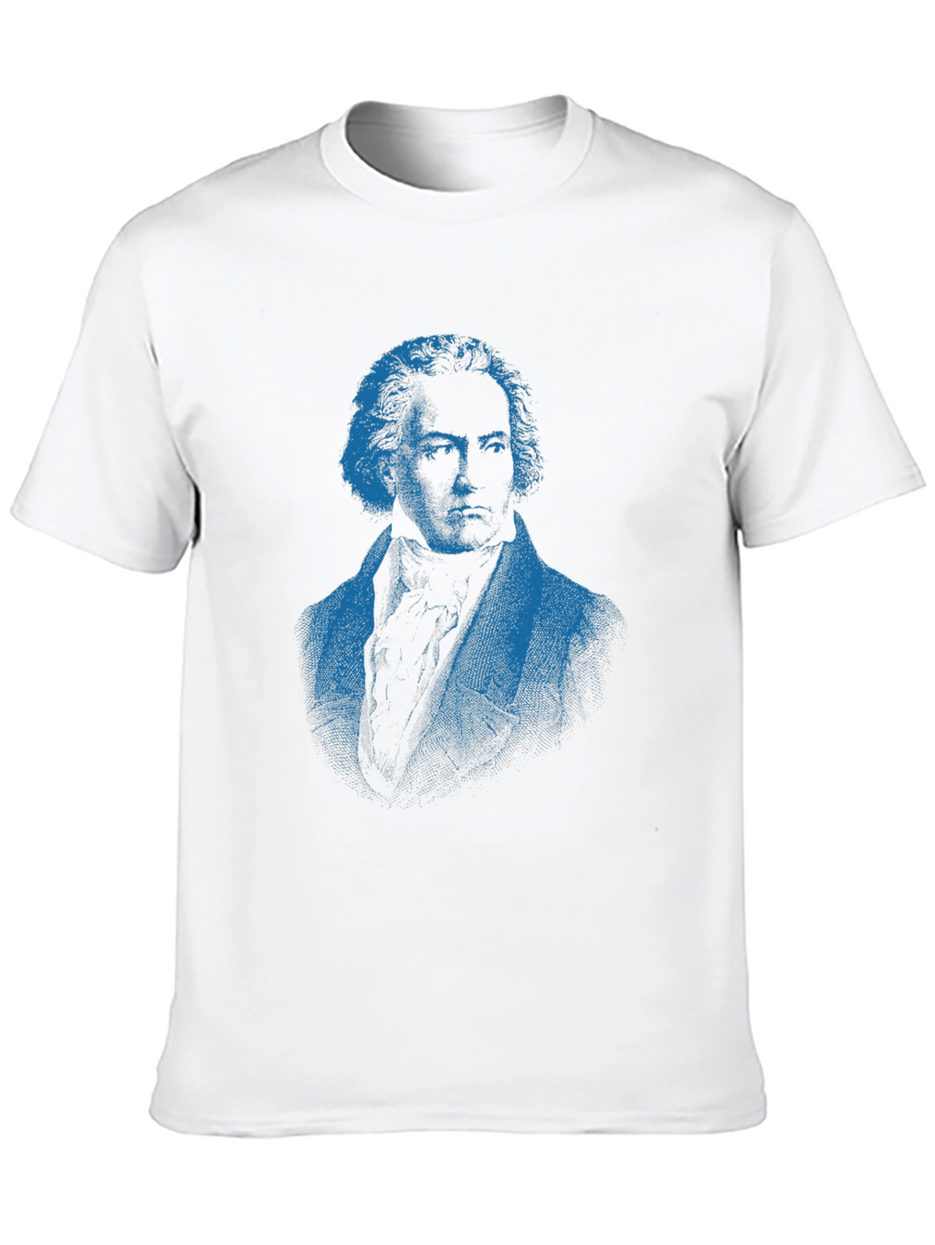 Blue Beethoven Portrait Black T-Shirt