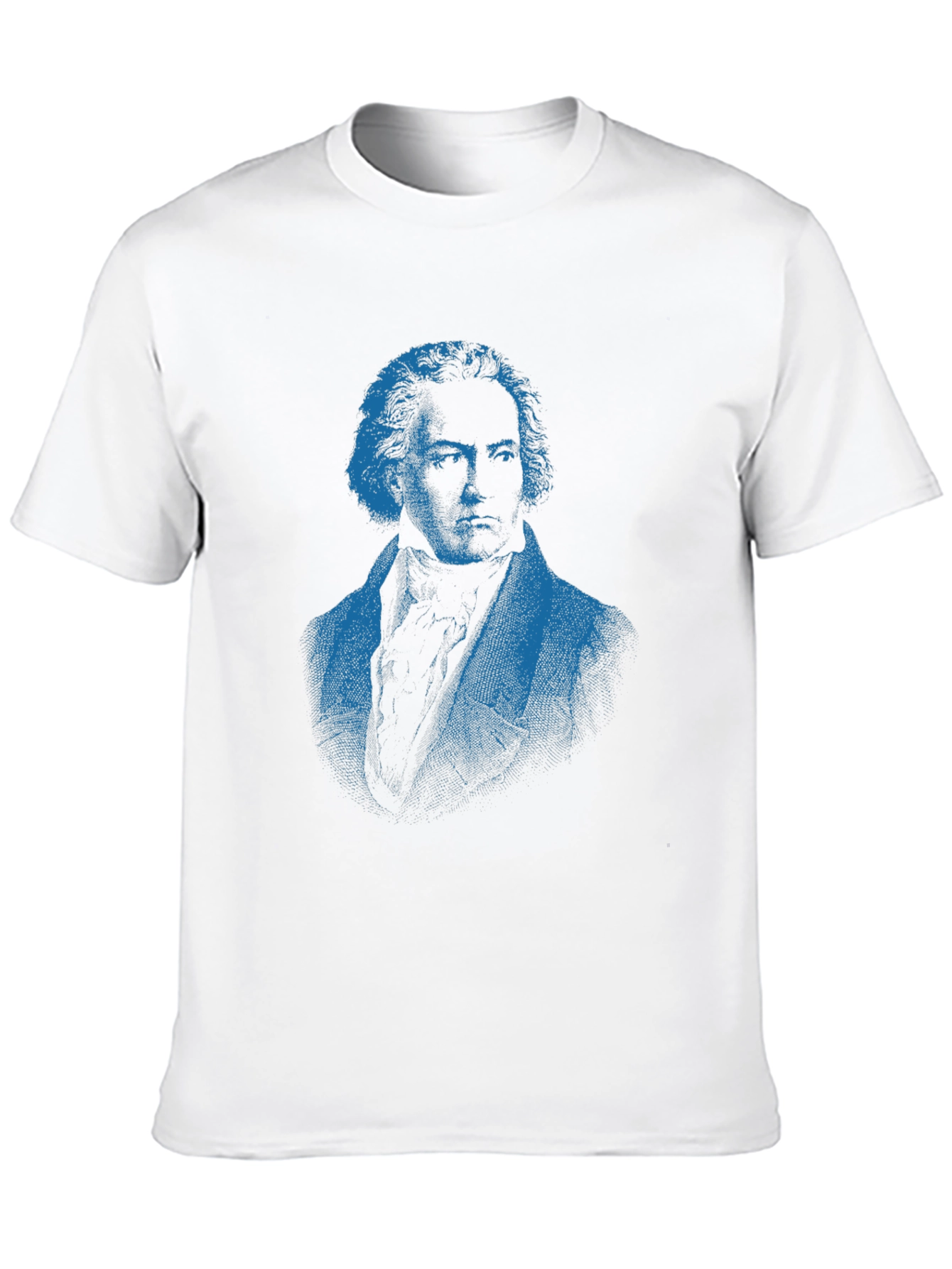 Blue Beethoven Portrait Black T-Shirt