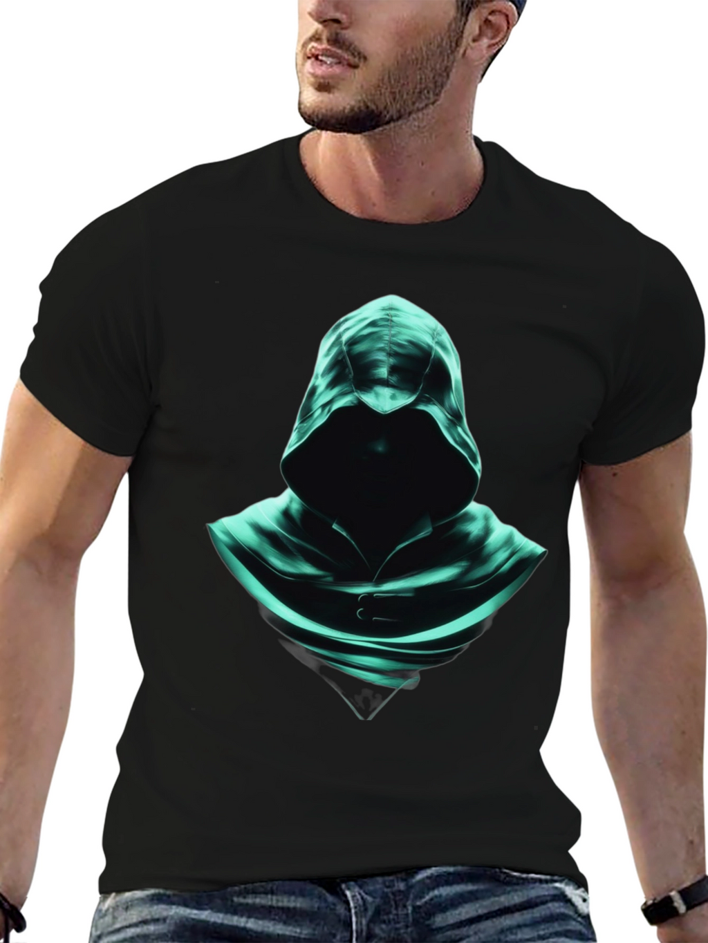 Hooded Shadow Graphic Tee - Mysterious Style