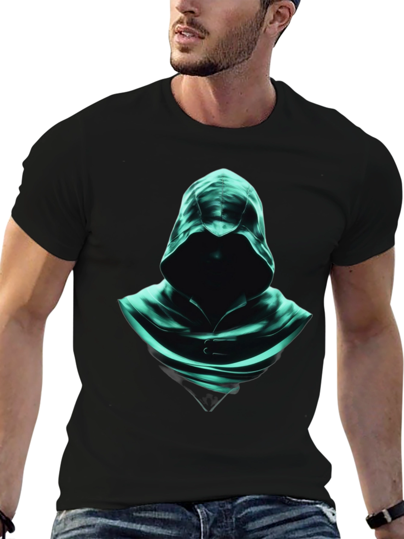 Hooded Shadow Graphic Tee - Mysterious Style