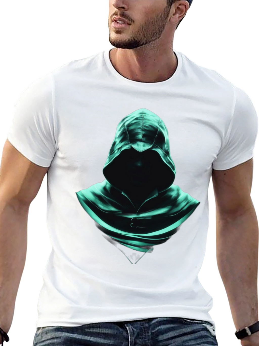 Hooded Shadow Graphic Tee - Mysterious Style