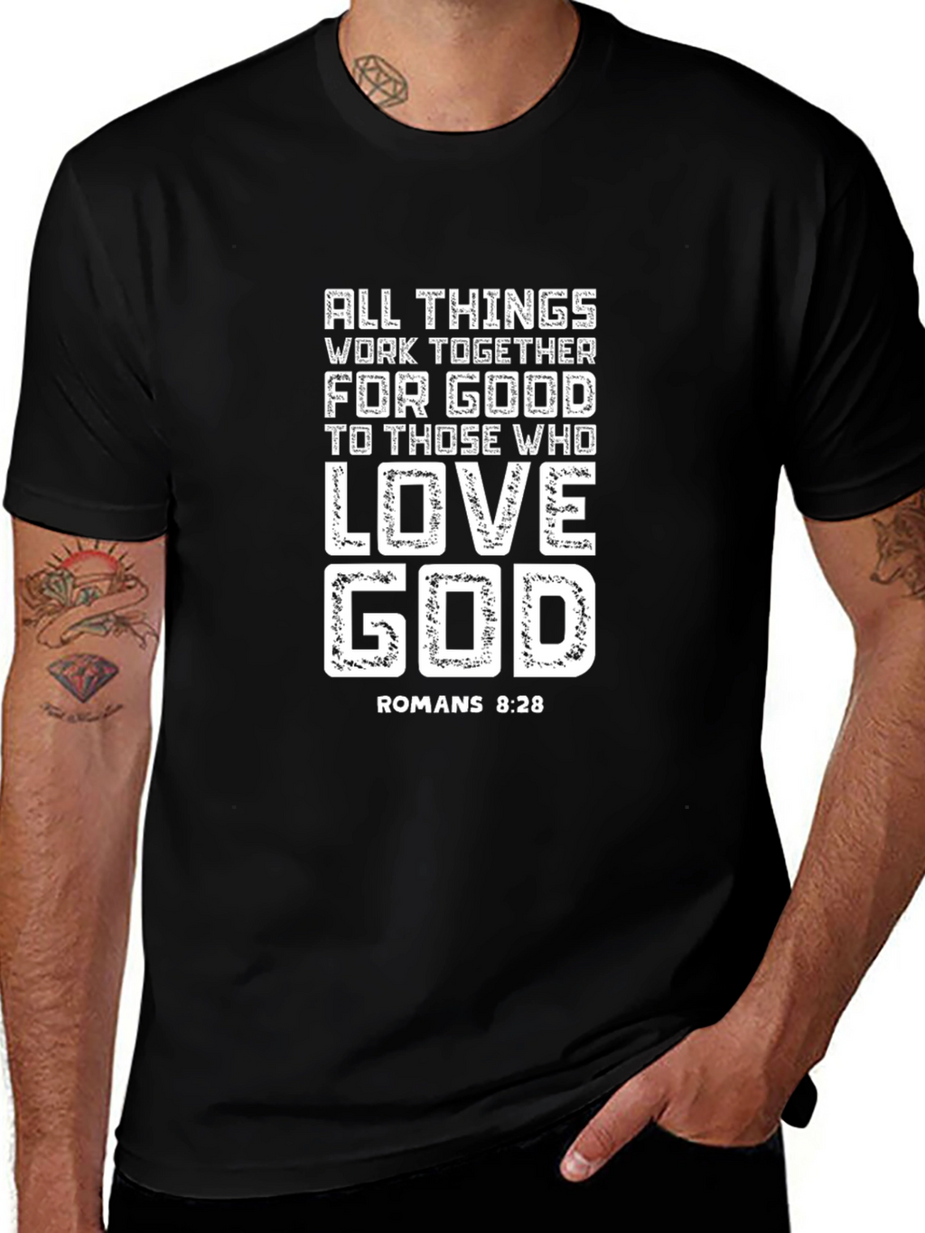 Faith-Inspired Graphic Tee - Romans 8:28