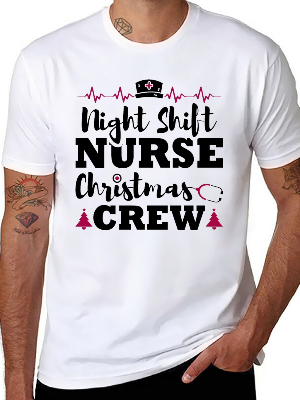 Night Shift Nurse Christmas Crew T-Shirt
