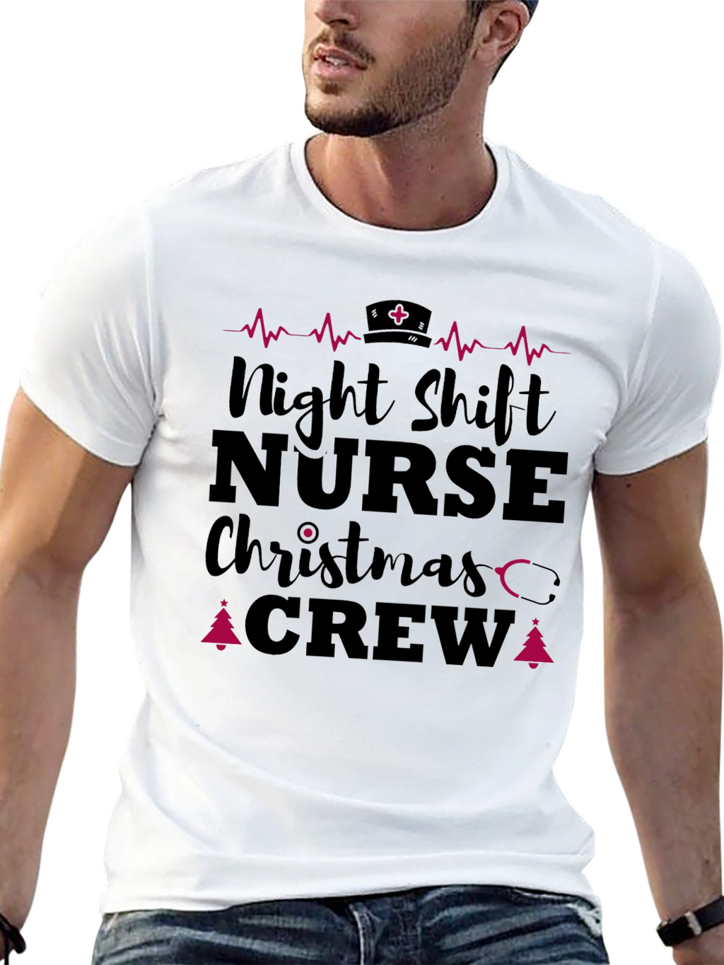 Night Shift Nurse Christmas Crew T-Shirt