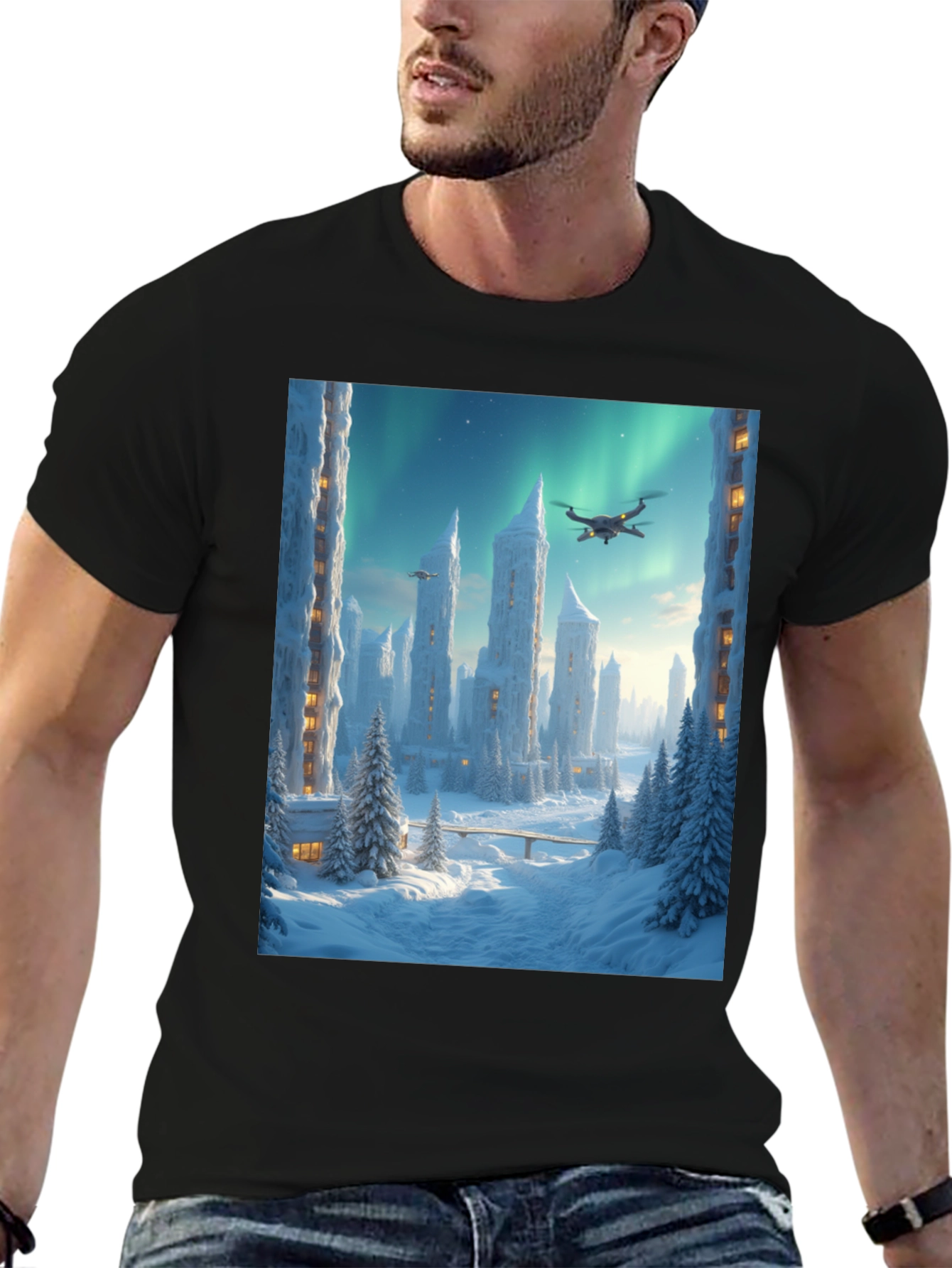 Winter City Drone Graphic Tee