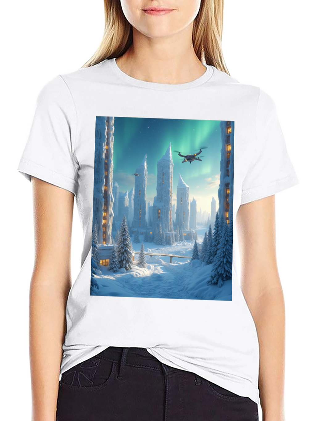 Winter City Drone Graphic Tee