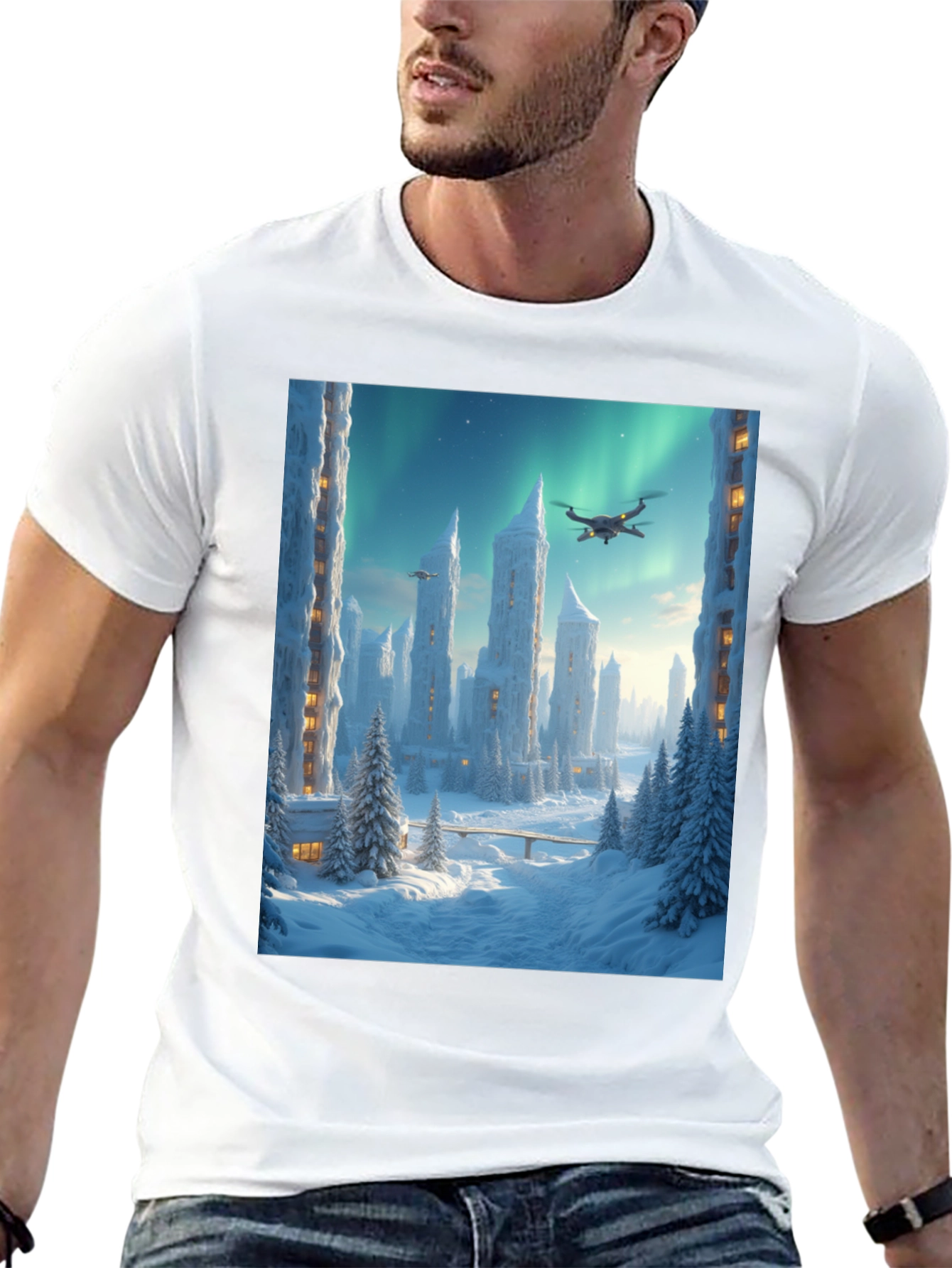 Winter City Drone Graphic Tee