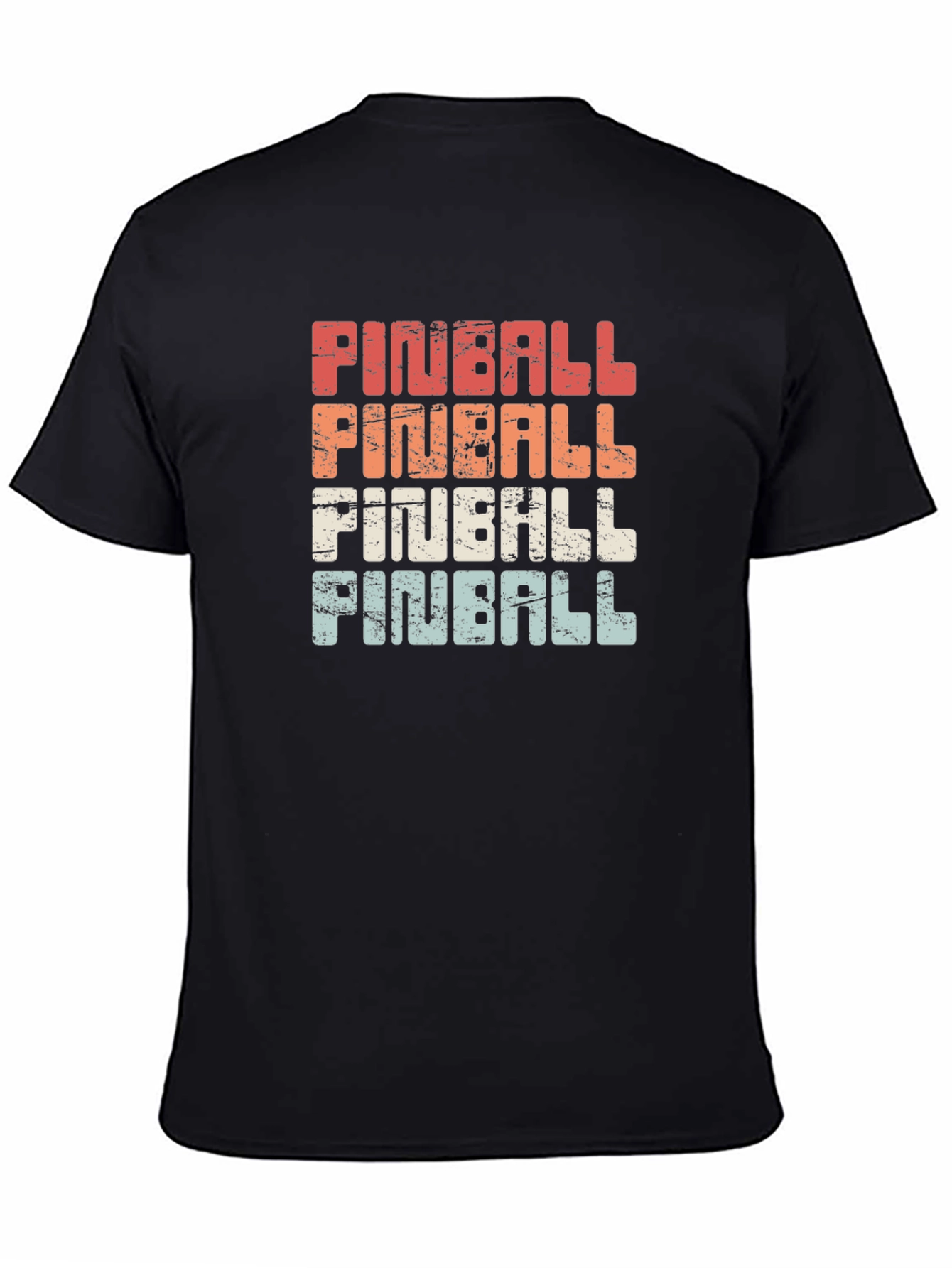 Vintage Style Pinball Graphic Tee - Retro Black T-Shirt