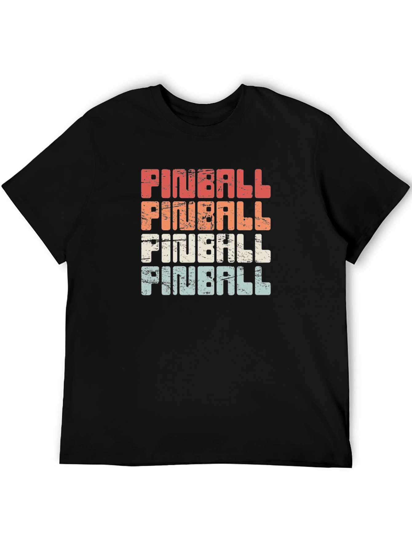 Vintage Style Pinball Graphic Tee - Retro Black T-Shirt