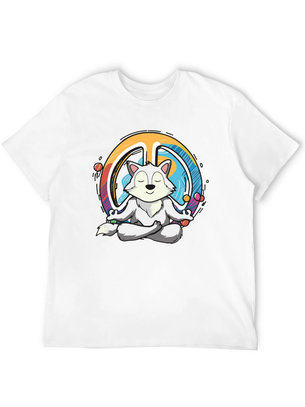 Meditating Wolf Peace Sign Graphic T-Shirt