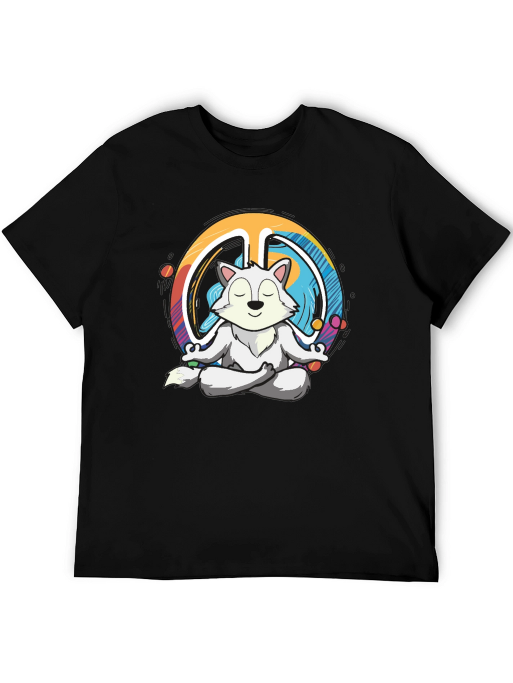 Meditating Wolf Peace Sign Graphic T-Shirt